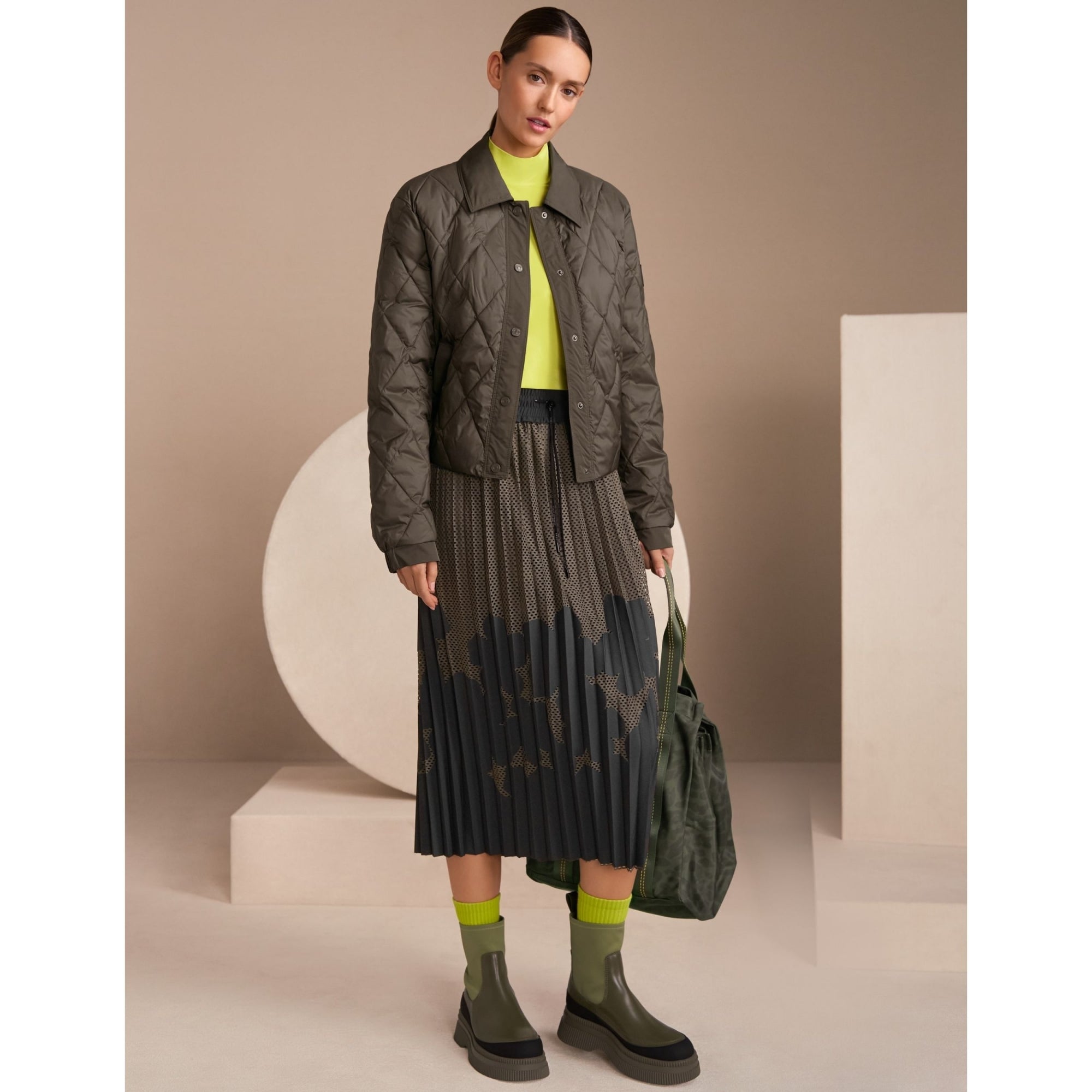 Marc Cain Leo Hike Rethink Together Quilted Jacket Khaki