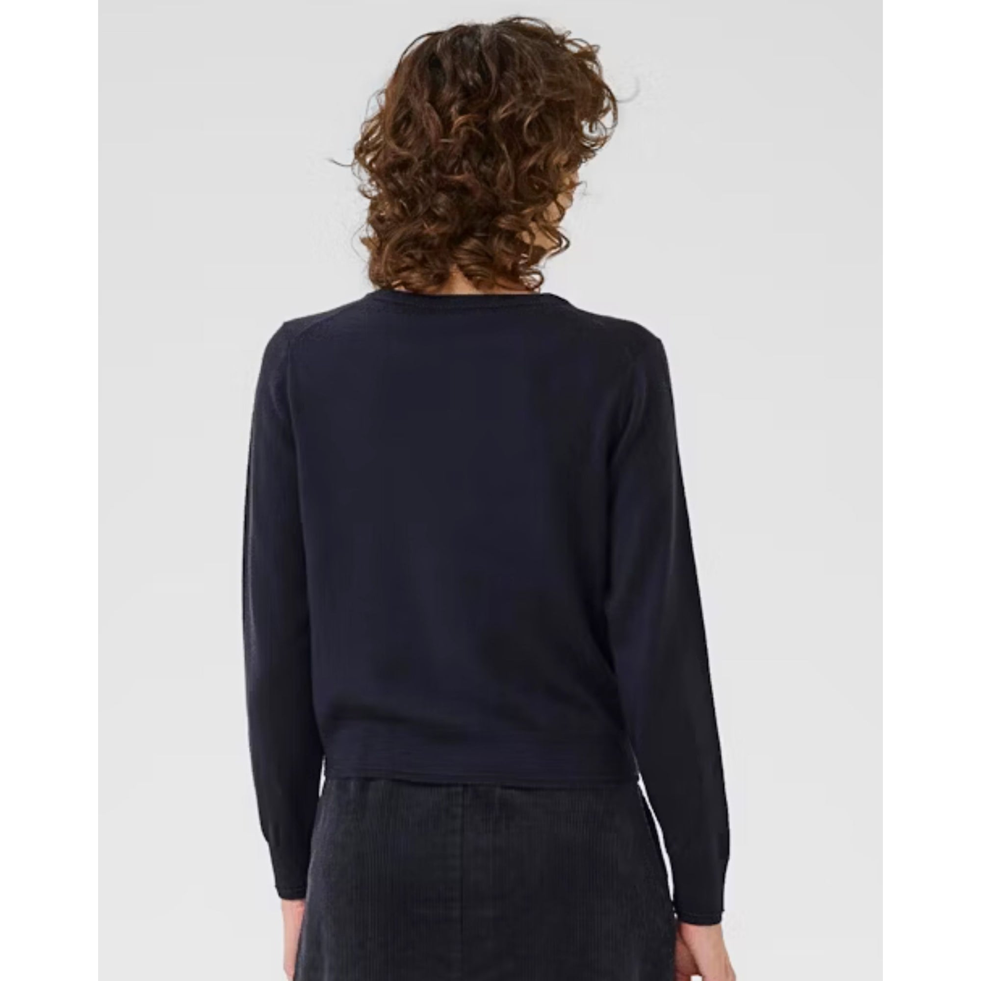 Part Two Noelani Button Down Plain Knit Short Cardigan Dark Navy