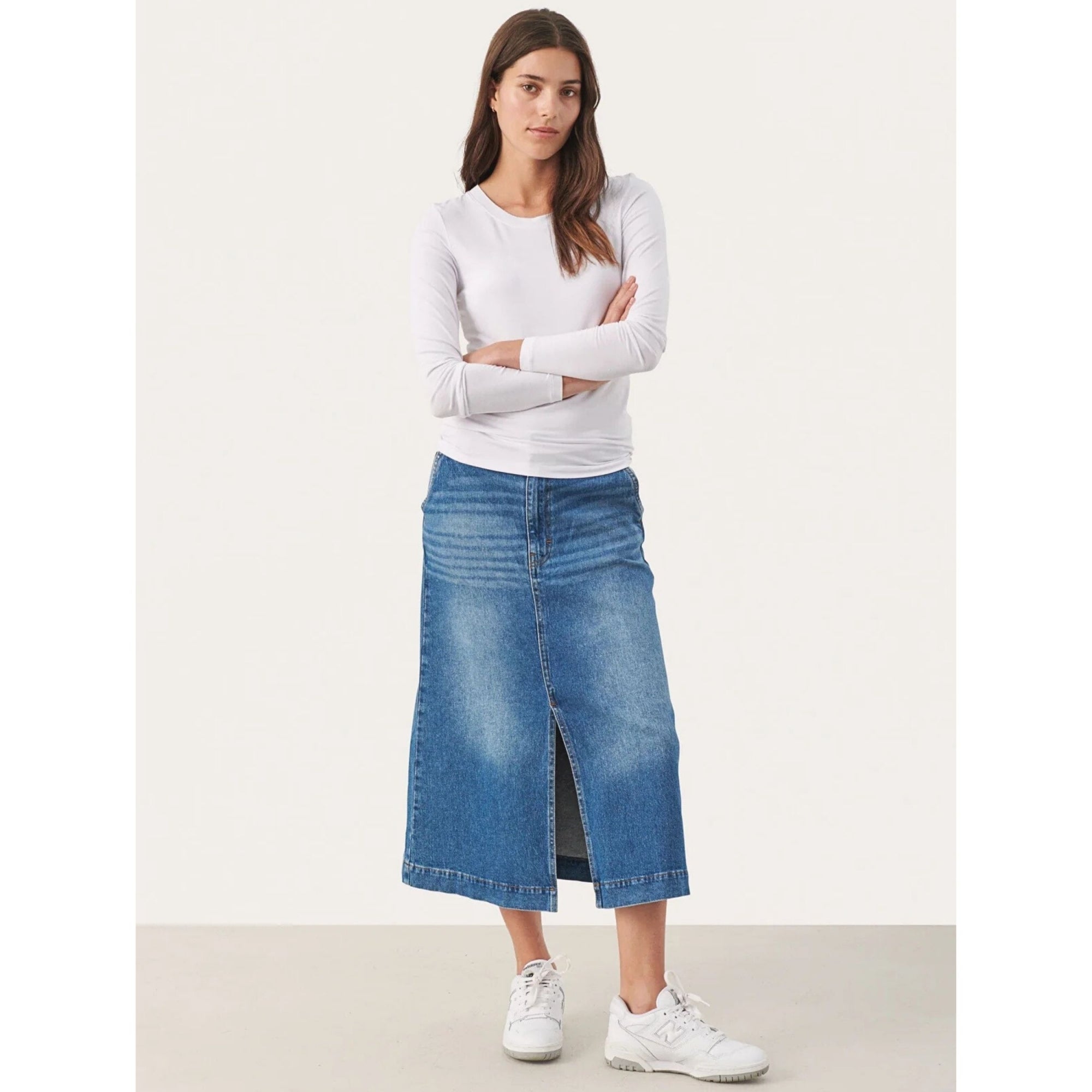 Part Two Emaja Round Neck Long Sleeve Plain Top White