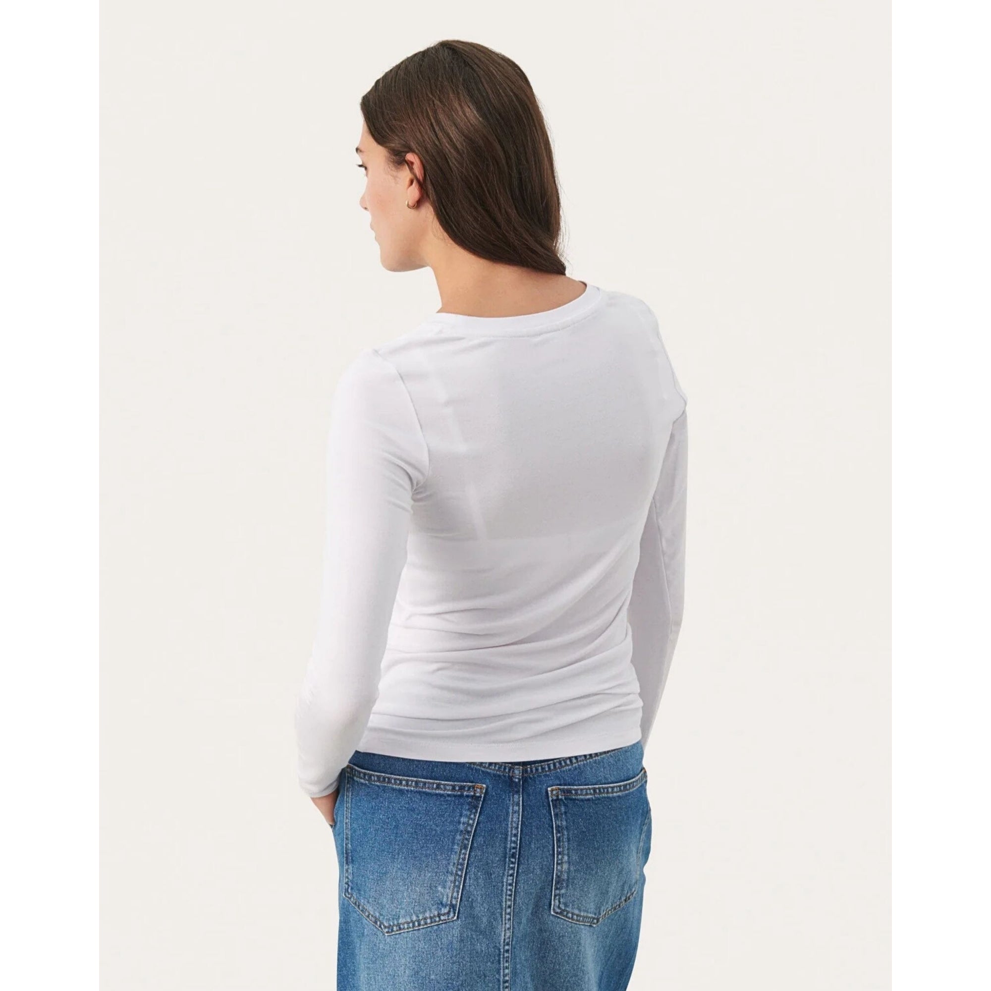 Part Two Emaja Round Neck Long Sleeve Plain Top White