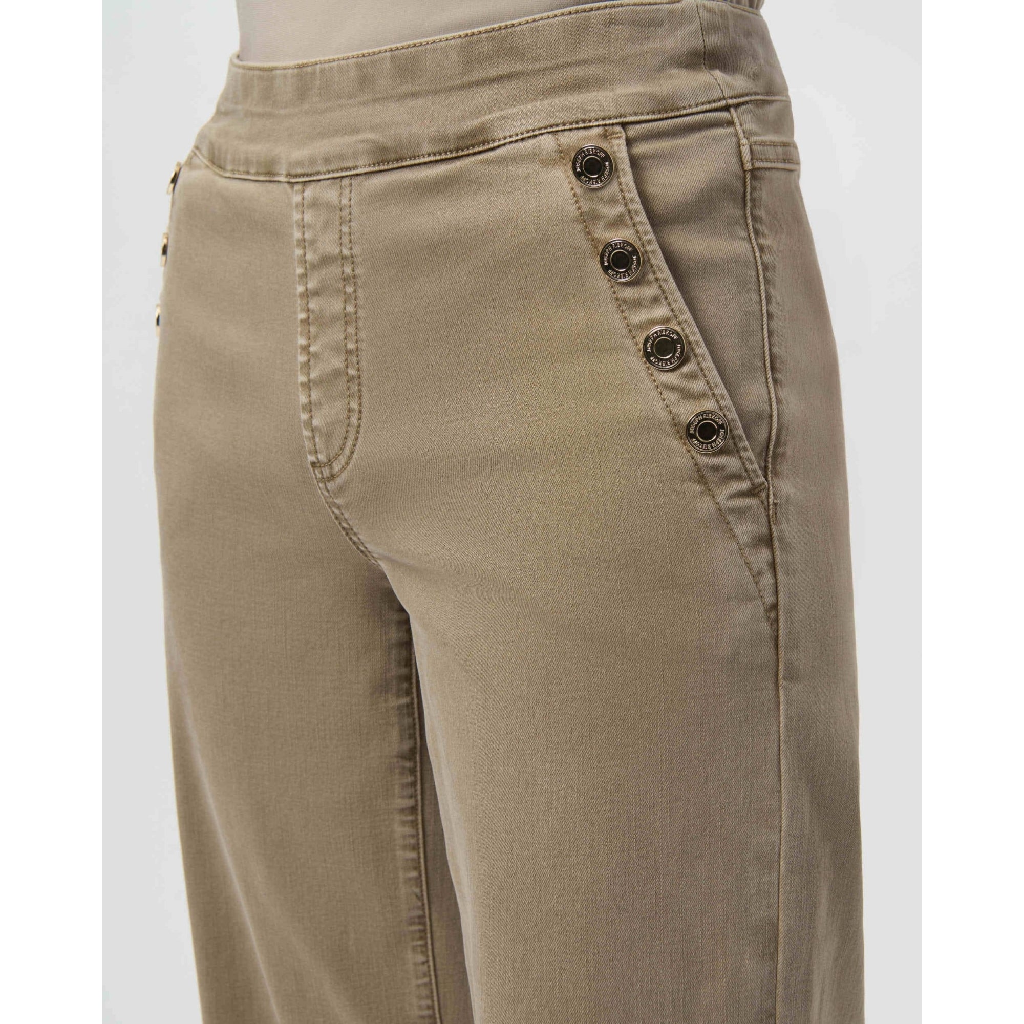 Joseph Ribkoff Wide Leg Pull On Jean With Button Pocket Taupe