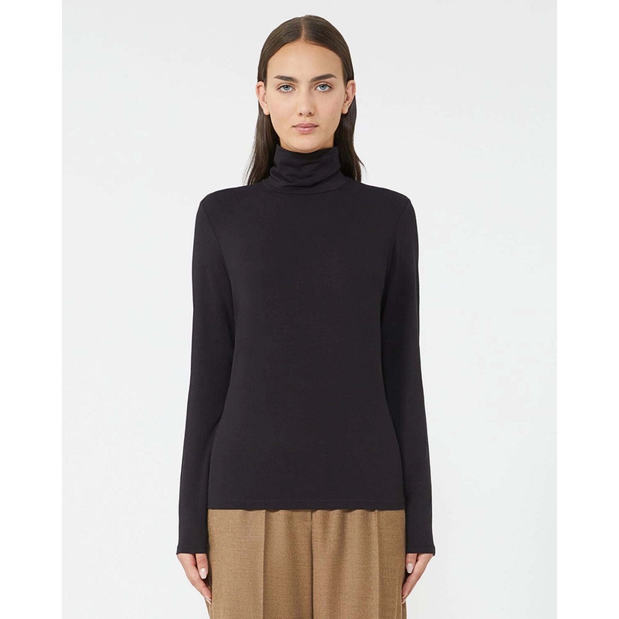 Weekend By Maxmara Multif Basic Jersey Polo Neck Top Black