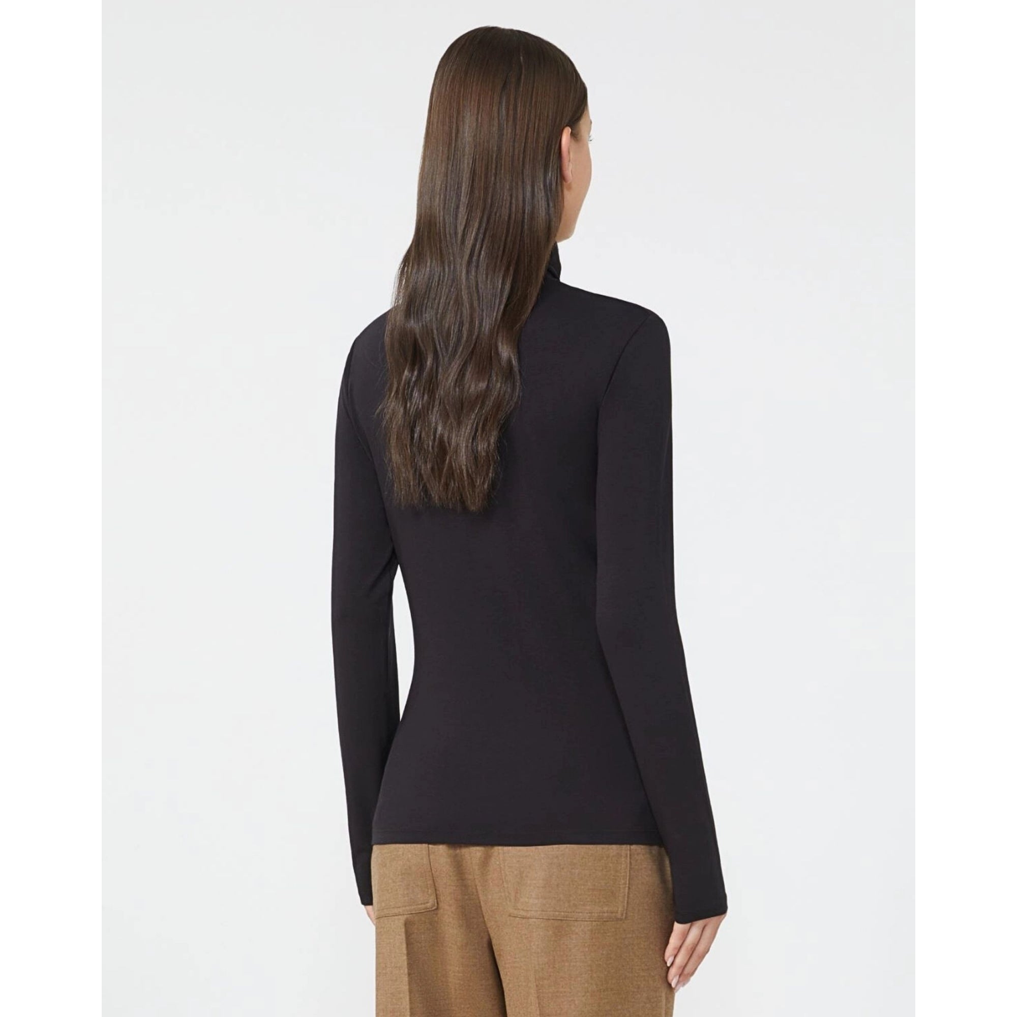 Weekend By Maxmara Multif Basic Jersey Polo Neck Top Black