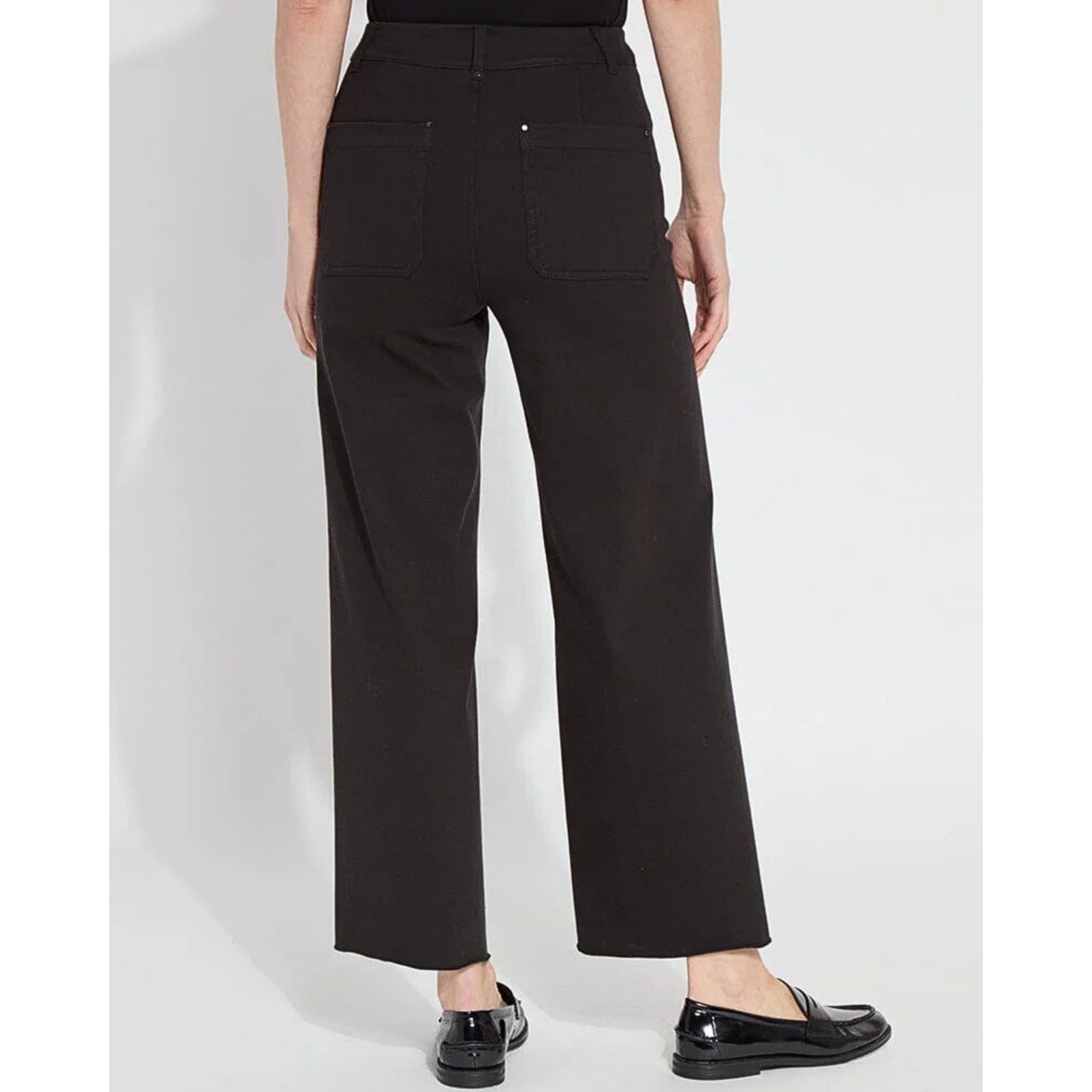 Lysse Erin Pull On Wide Leg Stretch Cropped Jean Black