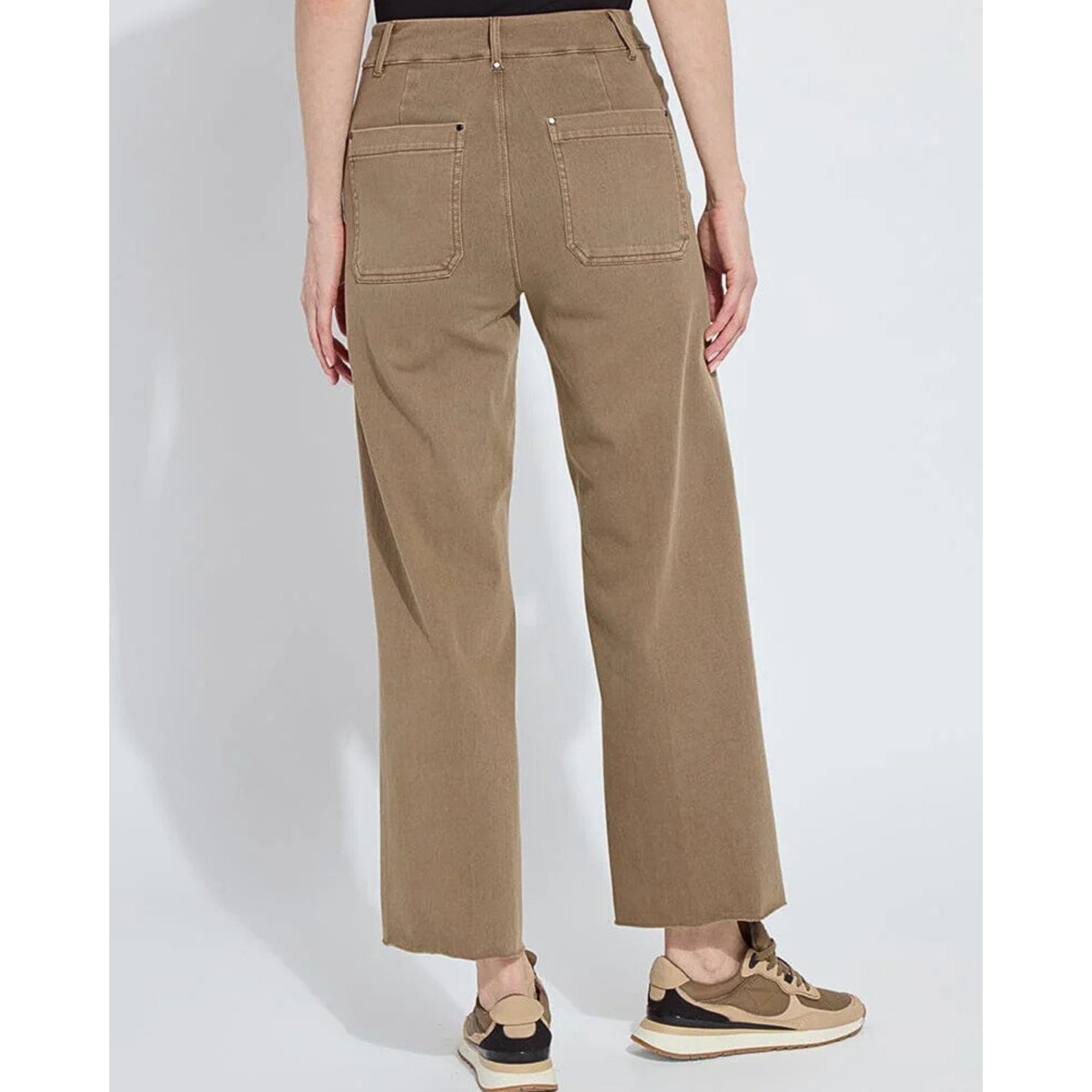 Lysse Erin Pull On Wide Leg Stretch Cropped Jean Smoked Olive 3601
