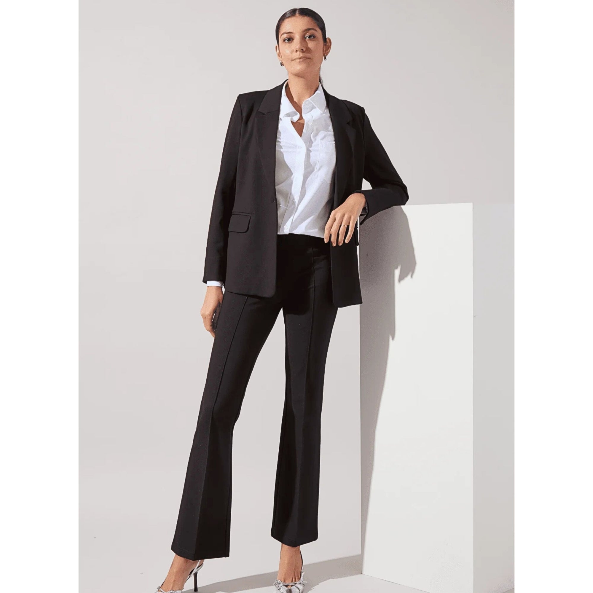 Lysse Elysse Pull On Straight Leg Front Seam Cropped Trouser Black
