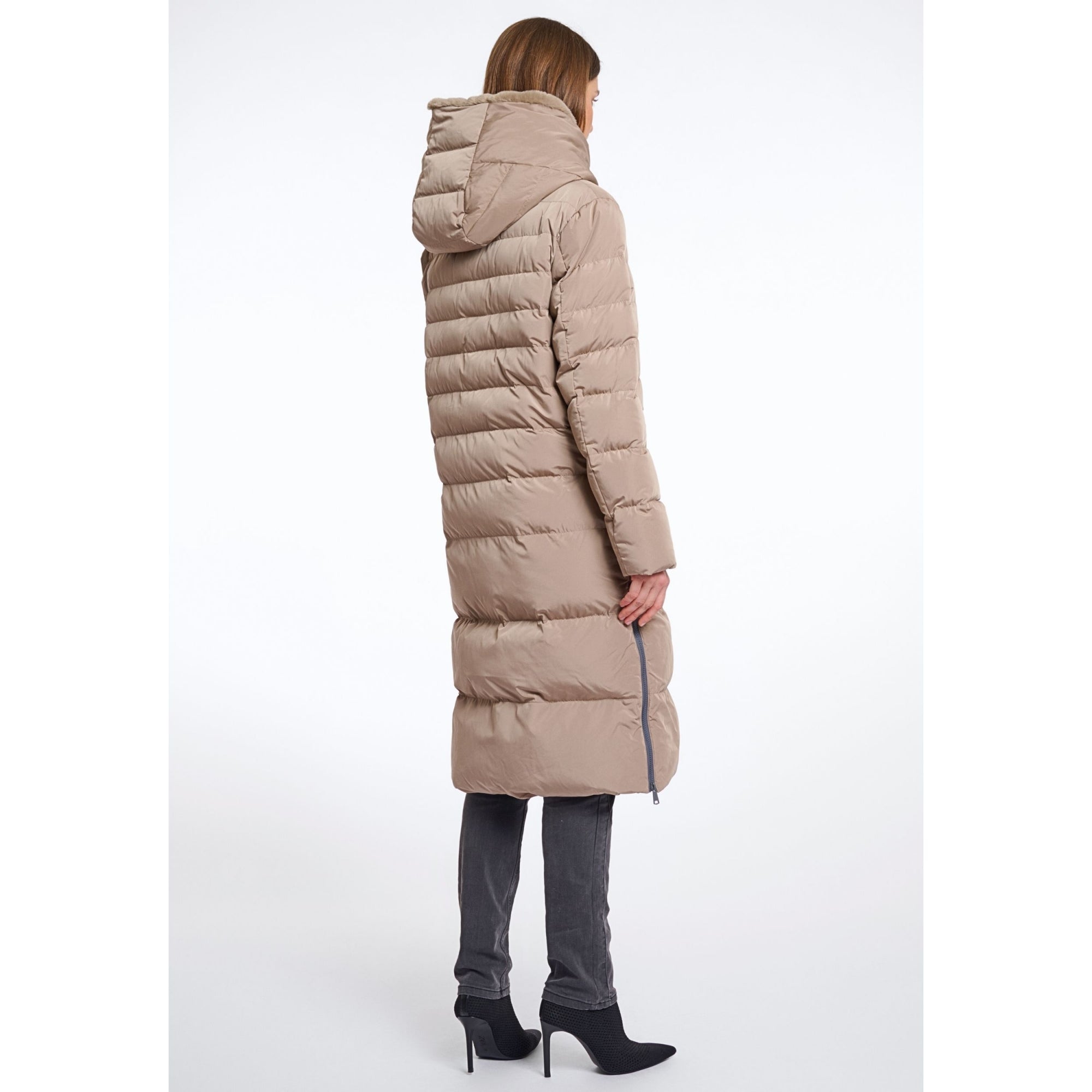 Rino & Pelle KeilaFur Long Puffa Coat With Faux Fur Lining Toffee