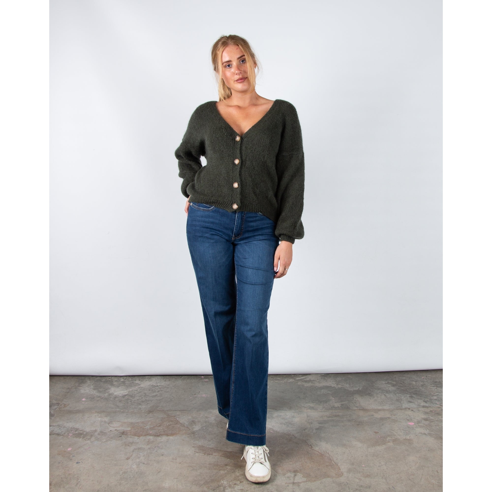 Kris Ana Chunky Knit Oversized Cardigan Khaki