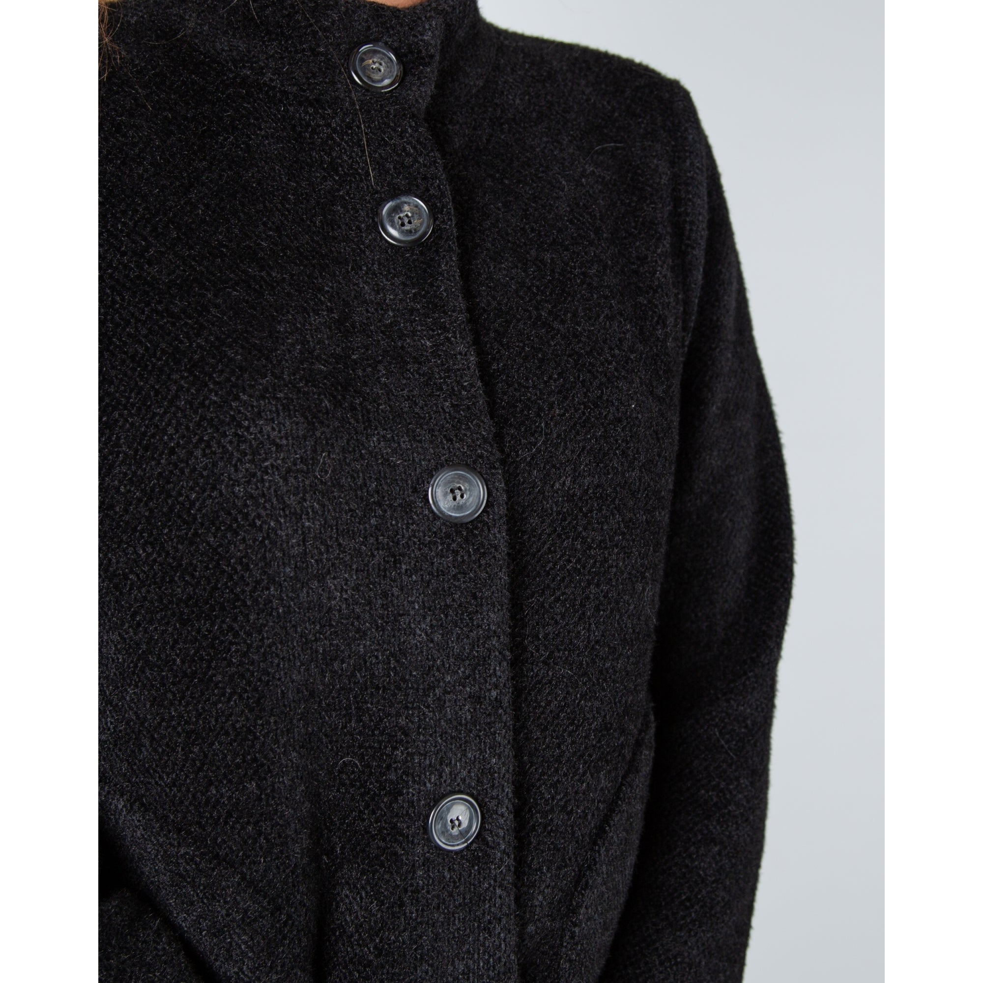 Tinta Style Fiorella Soft Knit Button Cape Jacket With Pleat Back Black