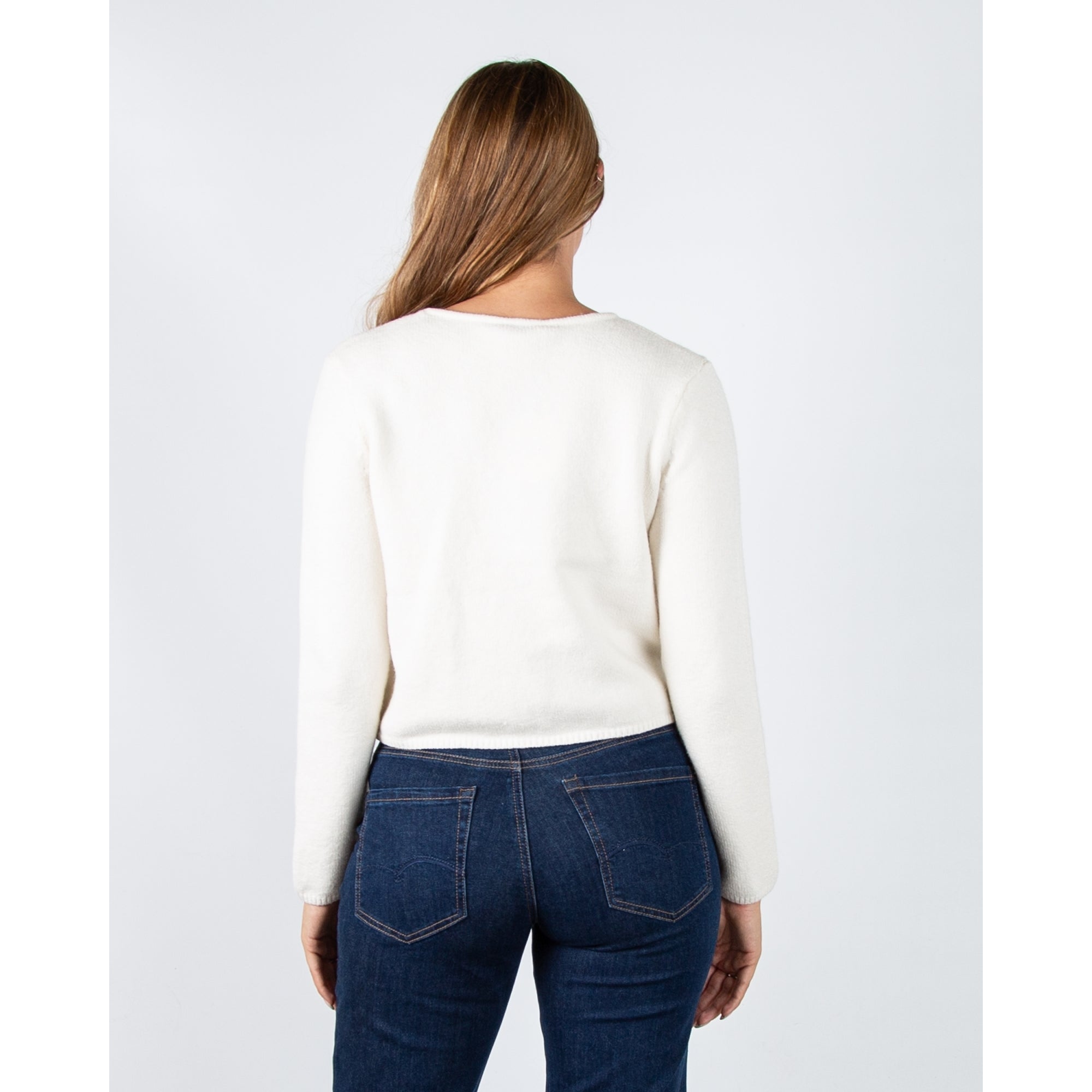 Oui Double Tie Front Soft Knit Cardigan Off White