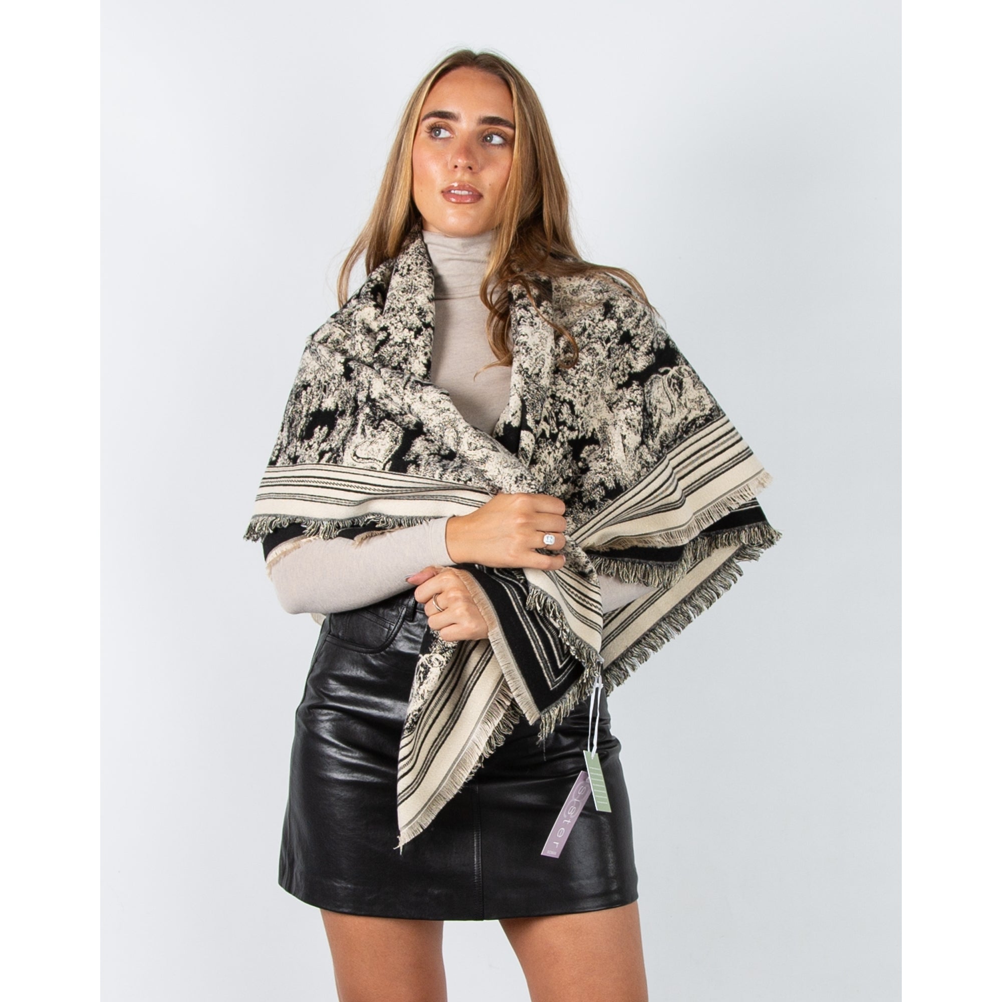 Tempest Designer Inspired Scarf Black/cream