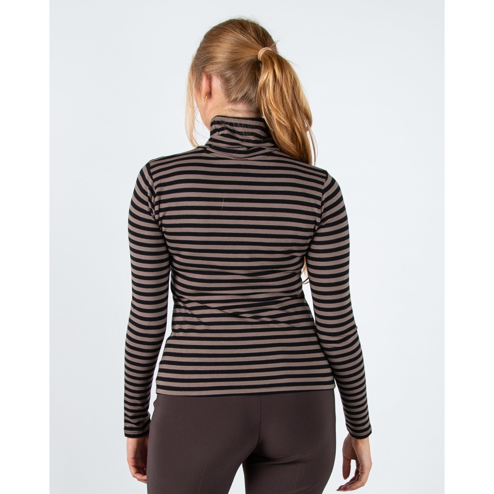 Part Two Efinas Stripe Roll Neck Jersey Long Sleeve Top Falcon/black
