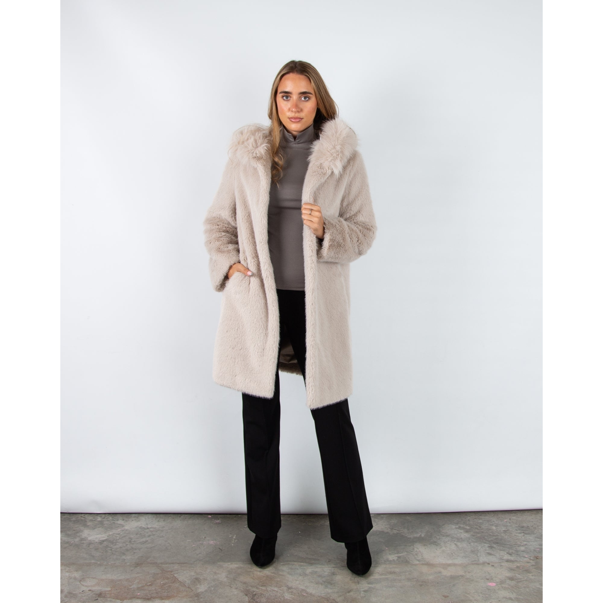 Marc Cain City Tour Fitted Cotton Stretch Top With Split Polo Neck Grey