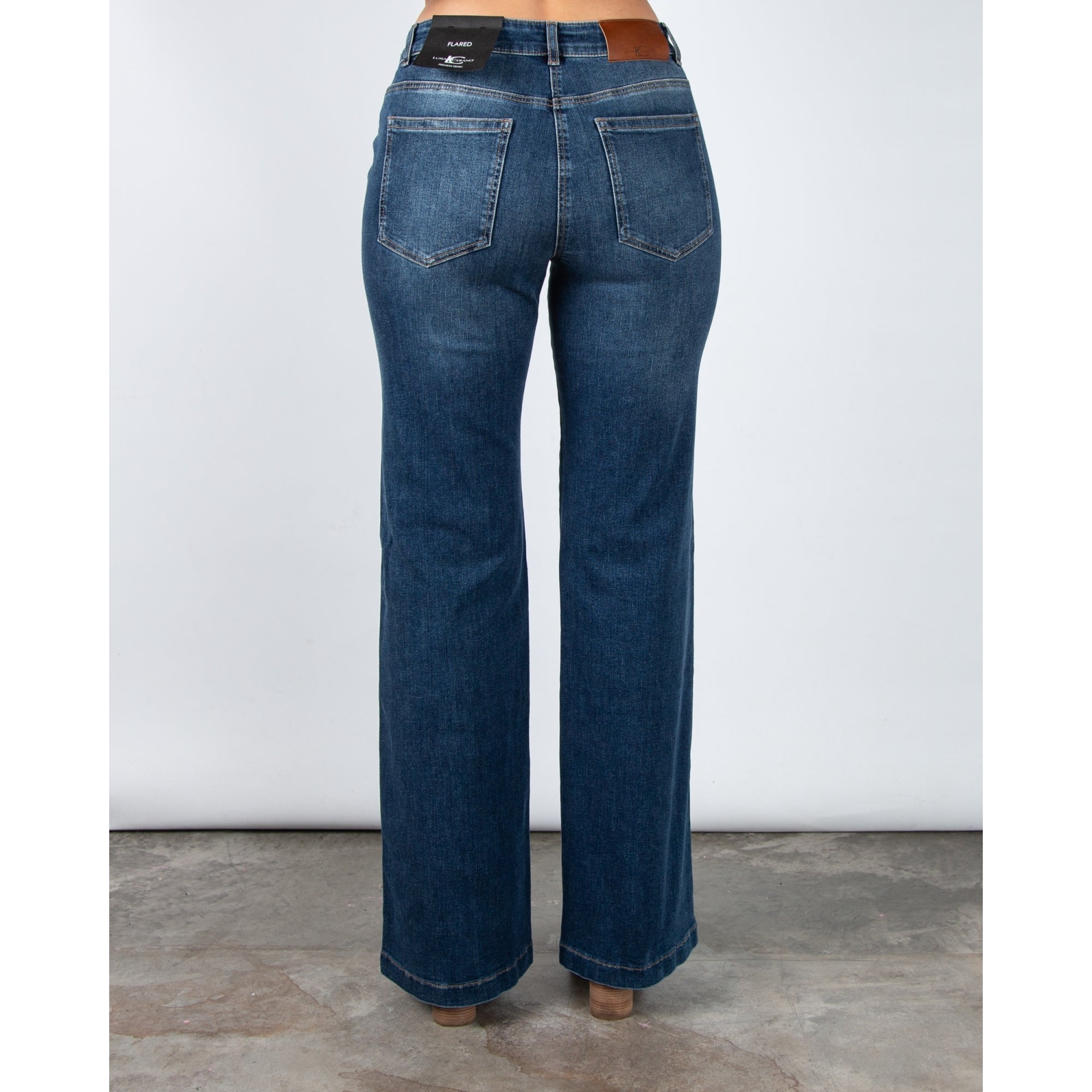 Luisa Cerano Flared Denim Jean With Button Detail Blue