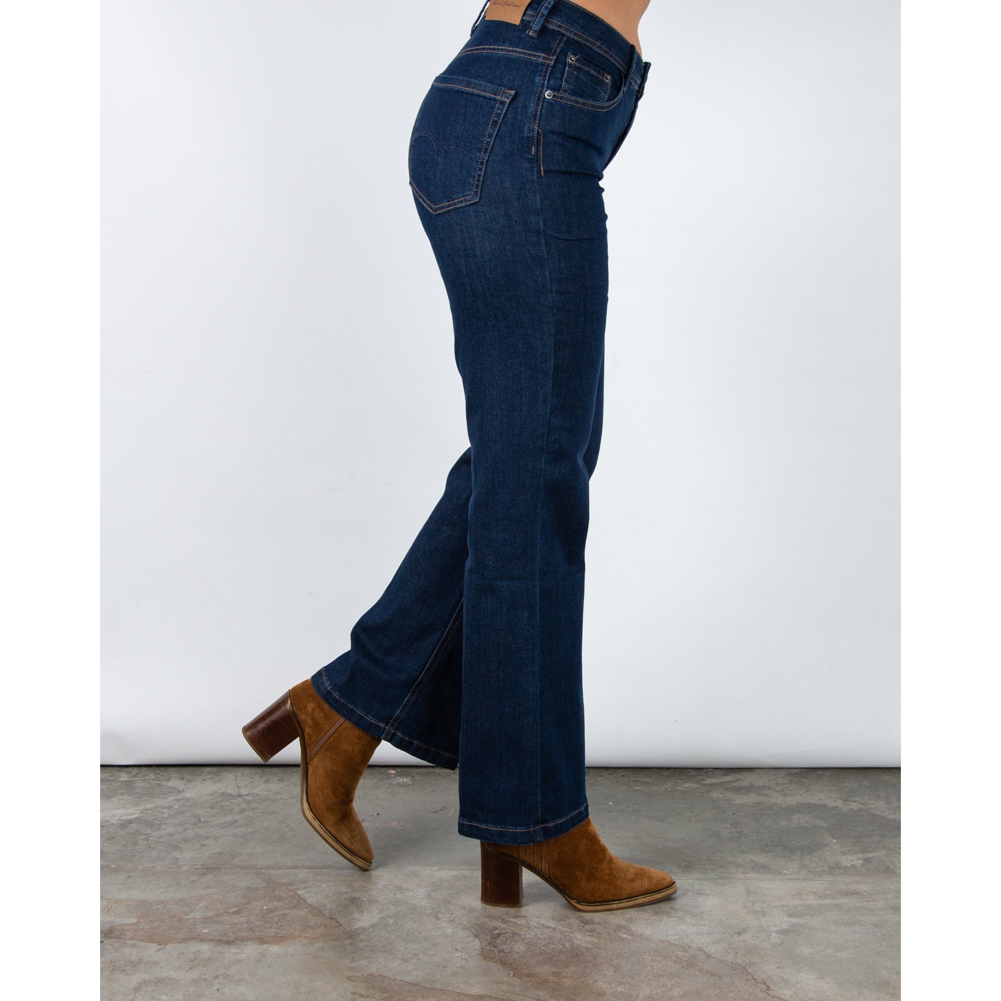 Red Button Colette Bootcut Denim Jean With Contrast Stitching Dark Blue