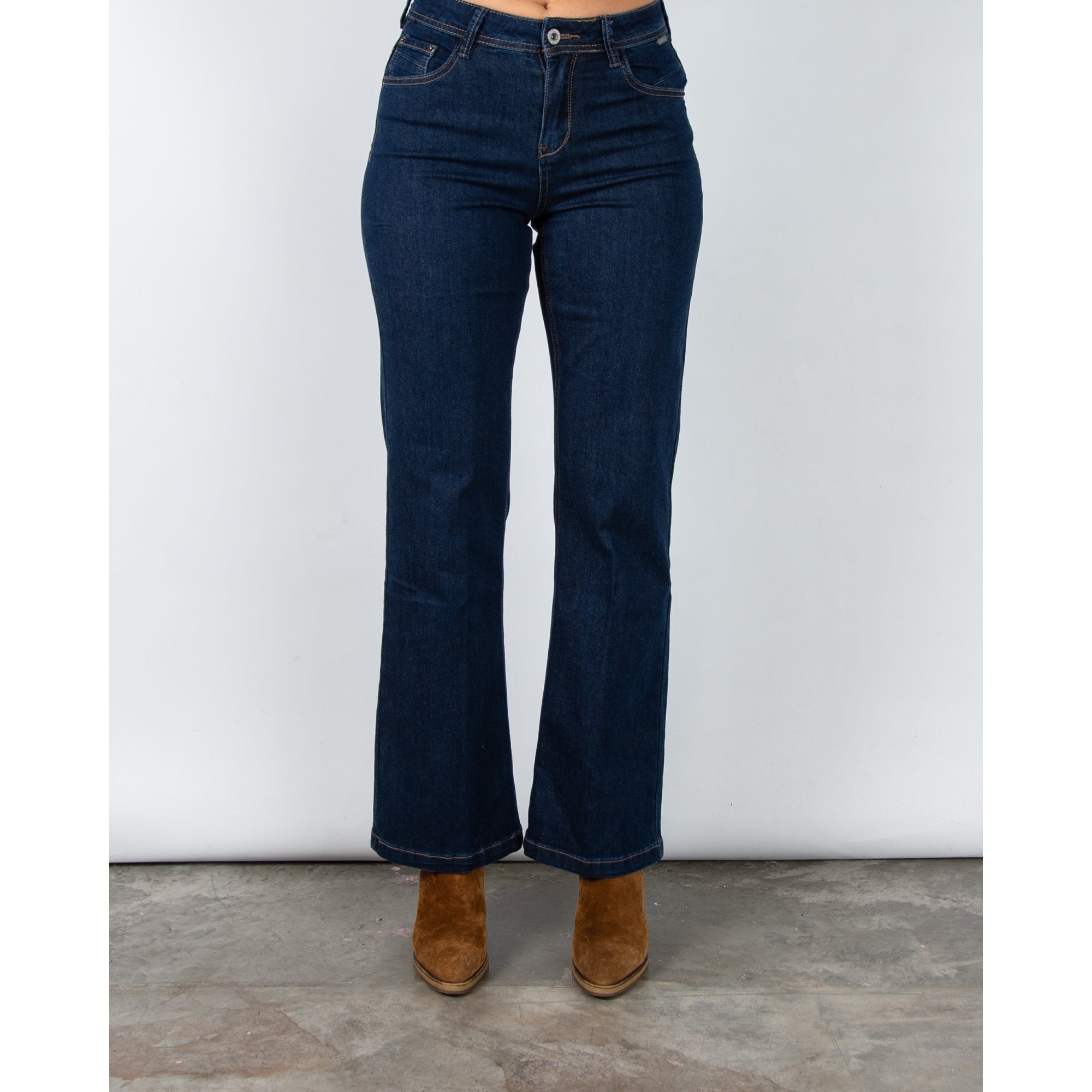Red Button Colette Bootcut Denim Jean With Contrast Stitching Dark Blue