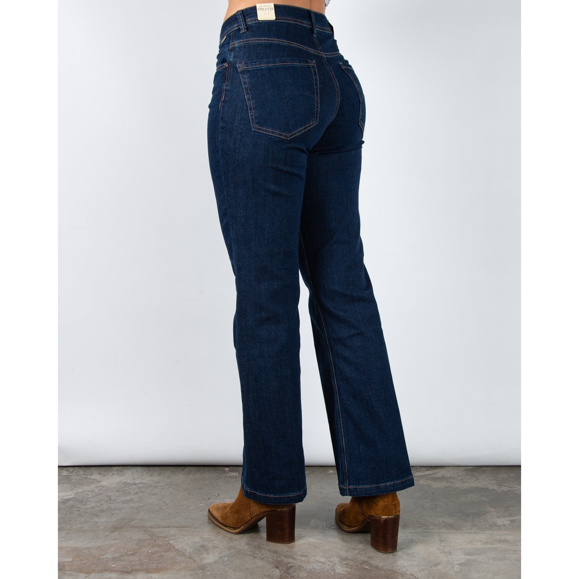 Red Button Colette Bootcut Denim Jean With Contrast Stitching Dark Blue