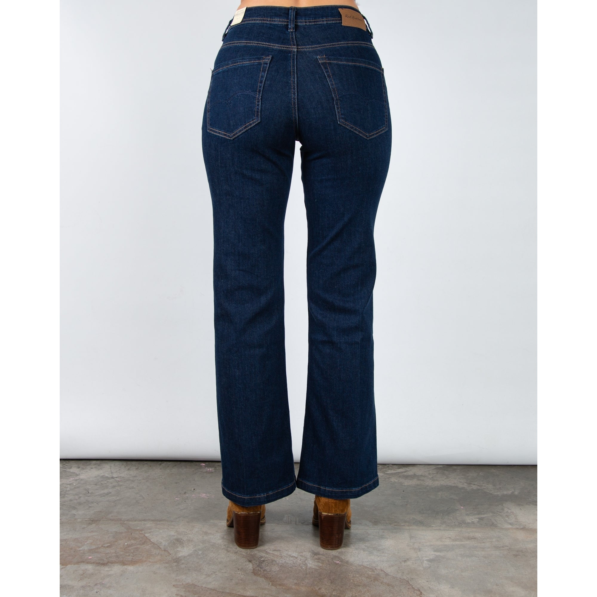 Red Button Colette Bootcut Denim Jean With Contrast Stitching Dark Blue