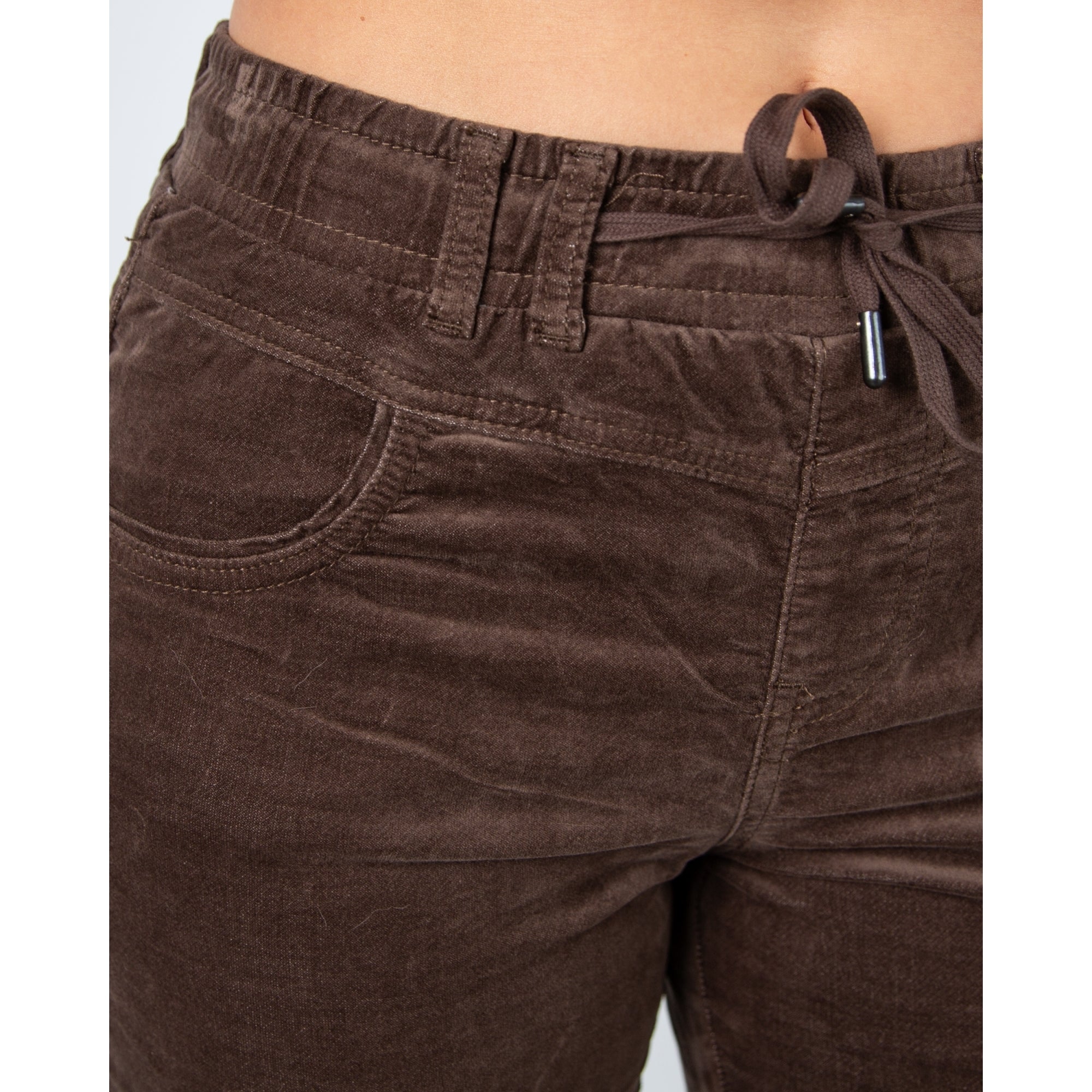 Red Button Tessy Velvet Pull On Jogger Brown