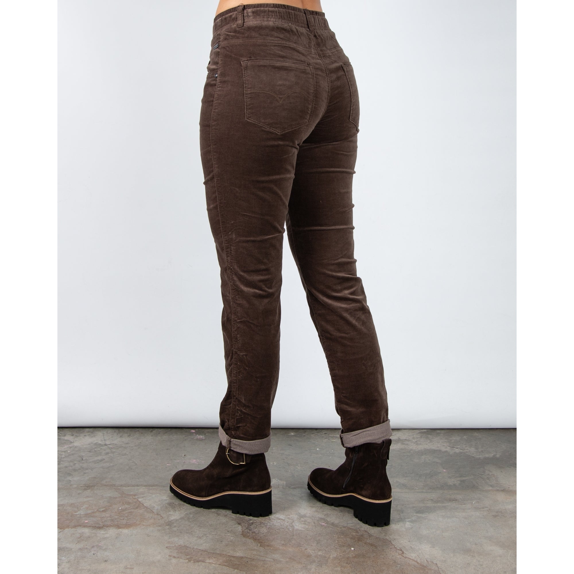 Red Button Tessy Velvet Pull On Jogger Brown