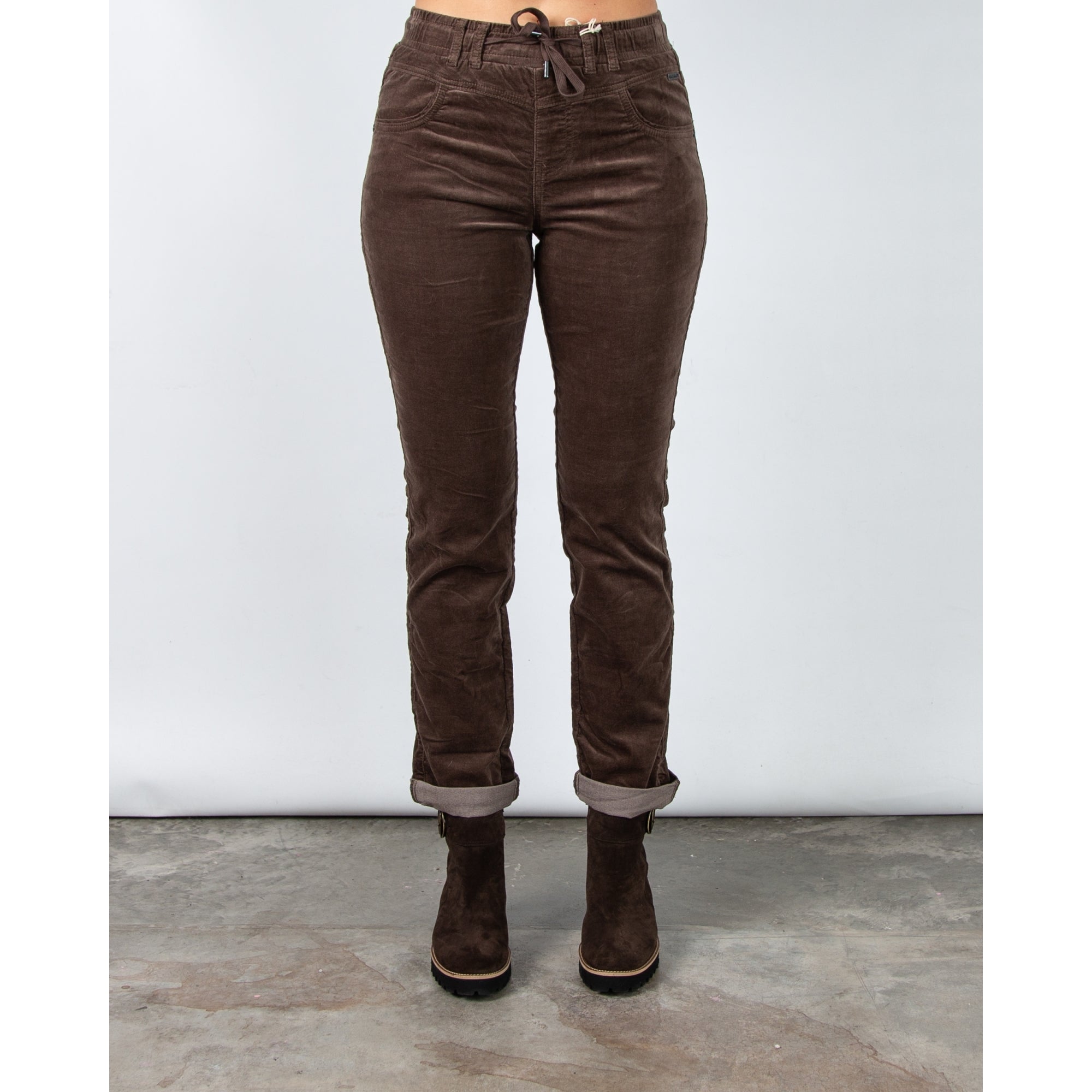 Red Button Tessy Velvet Pull On Jogger Brown