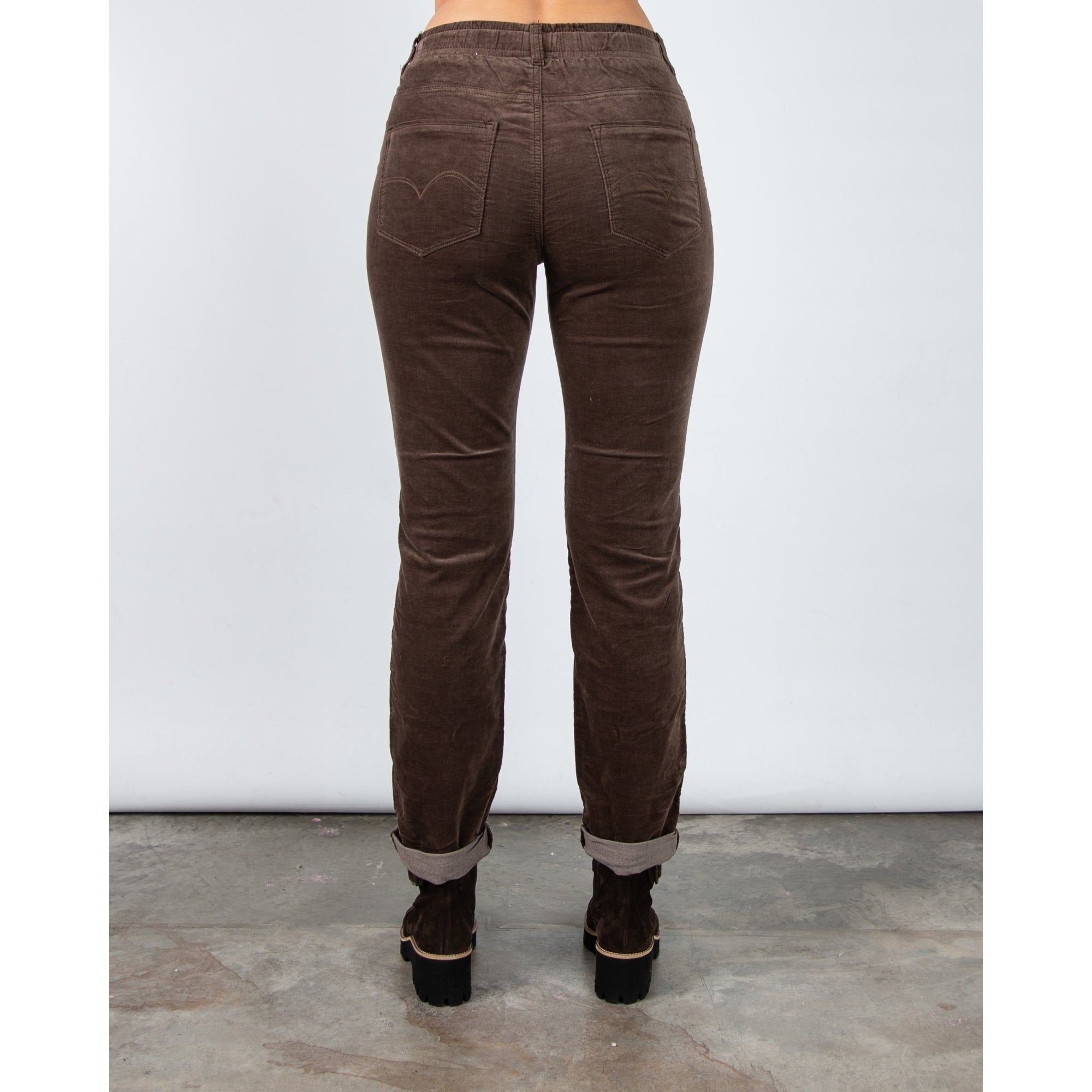 Red Button Tessy Velvet Pull On Jogger Brown