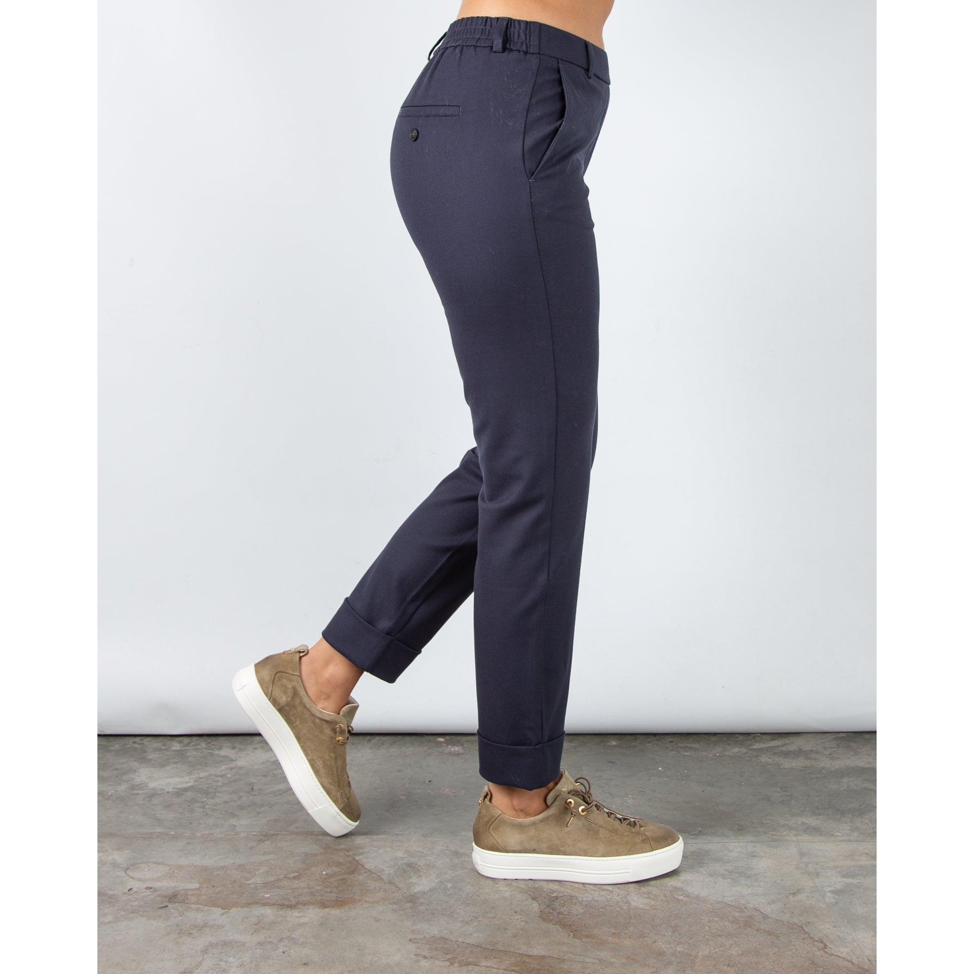 Yaya Turn Up Smart Trousers With Elastic Back Navy