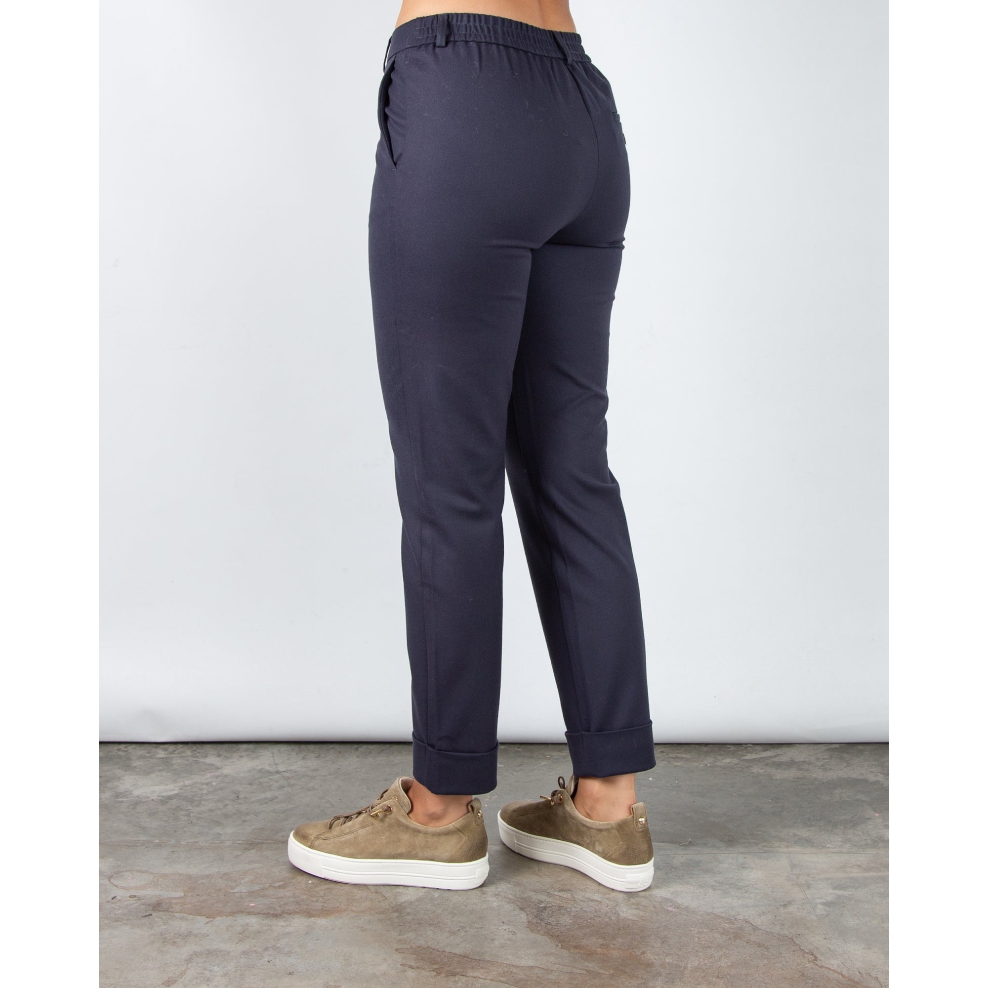 Yaya Turn Up Smart Trousers With Elastic Back Navy