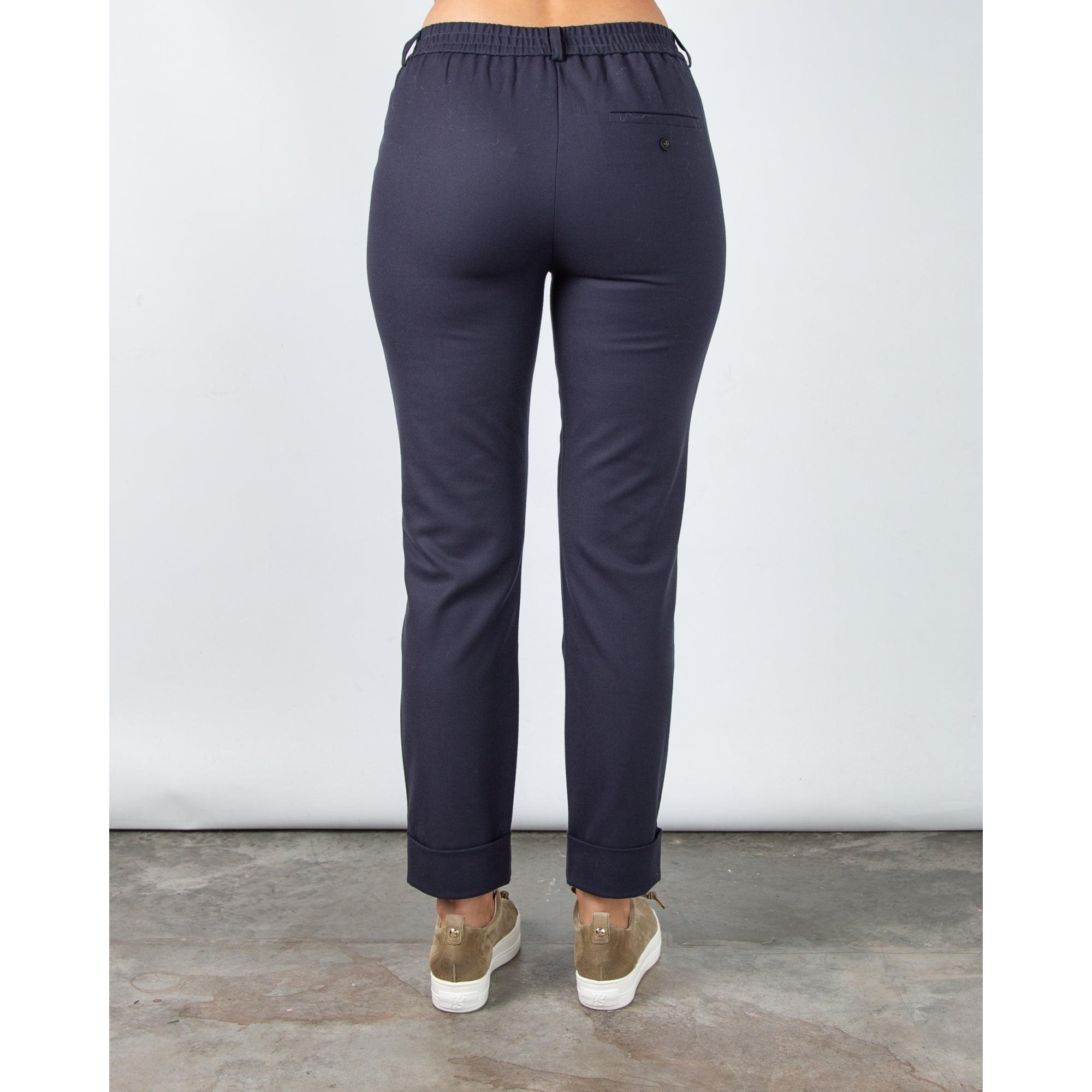 Yaya Turn Up Smart Trousers With Elastic Back Navy