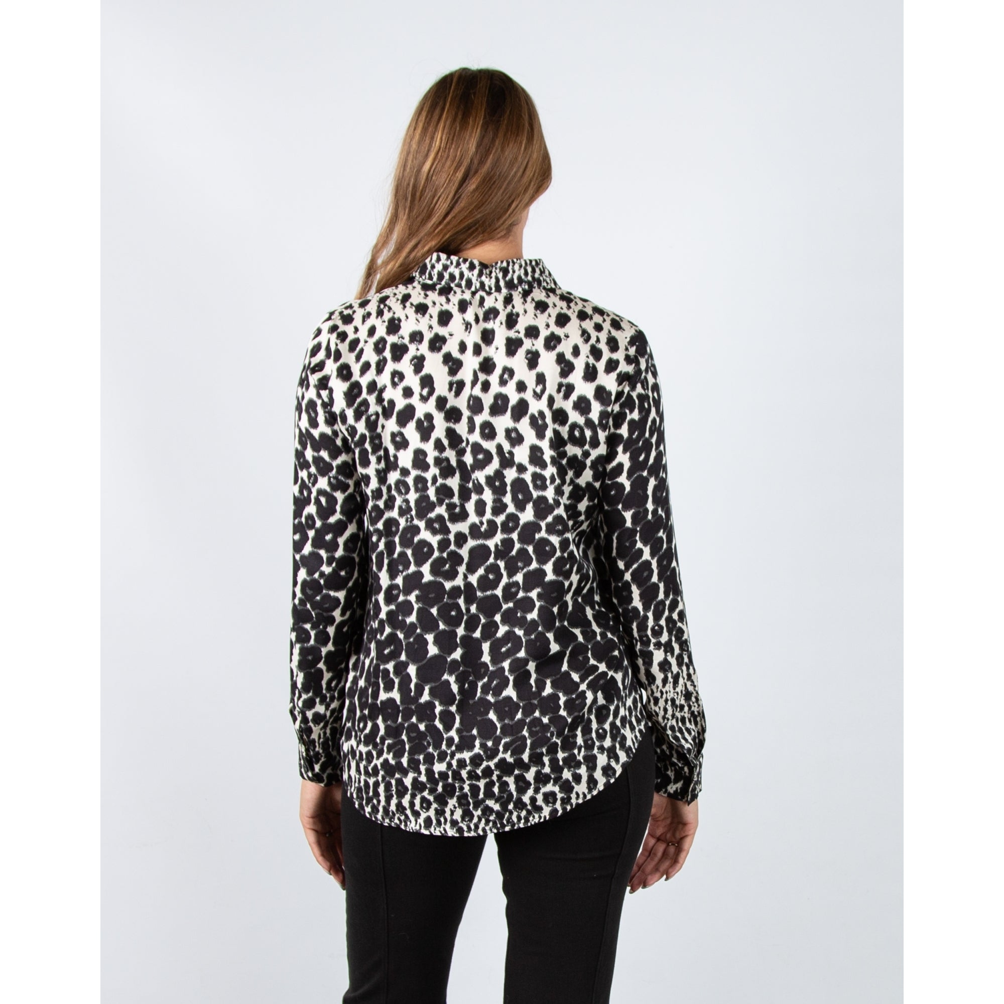 Marella Emme Olivia Loose Bodied Leopard Print Shirt Style Blouse Black/ecru