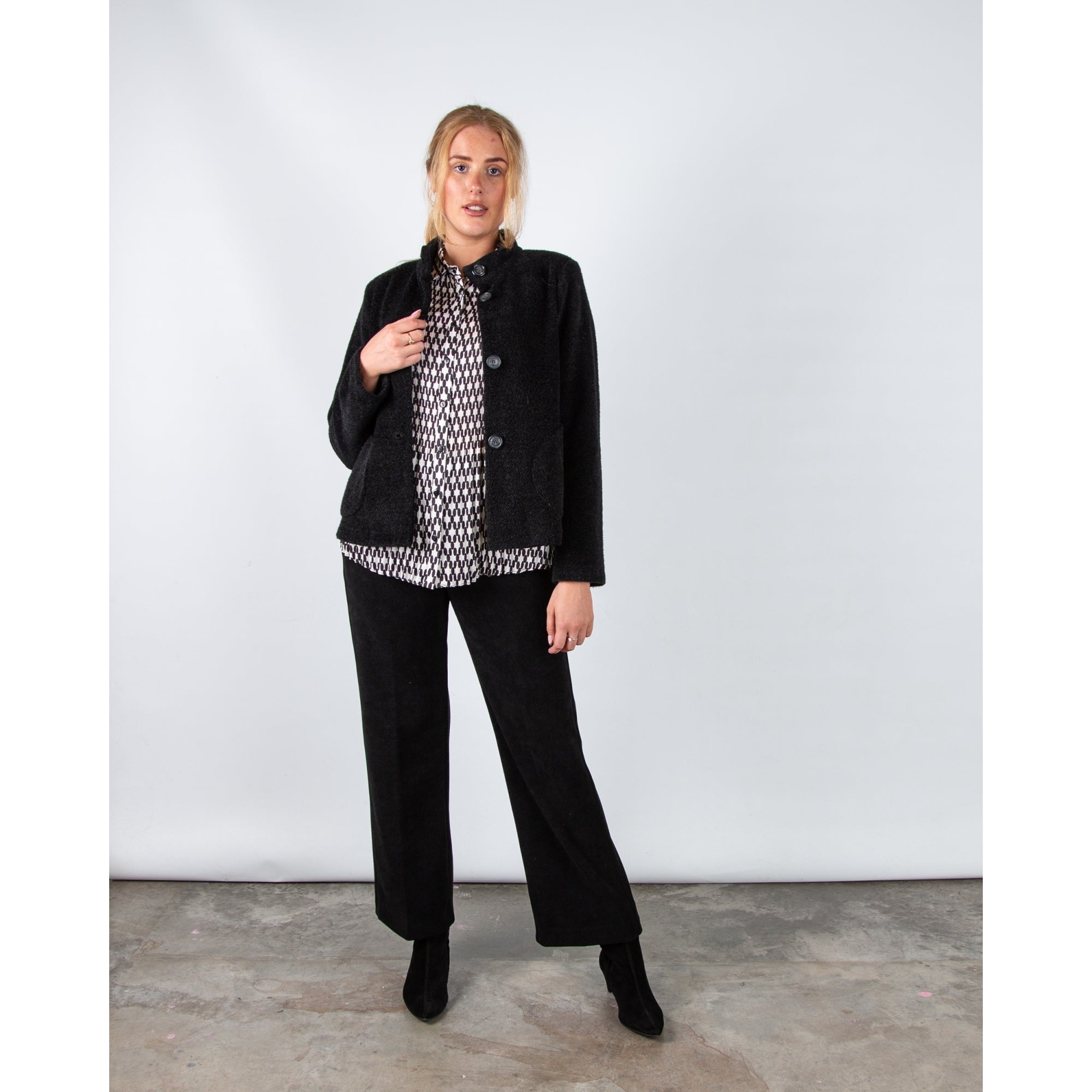Tinta Style Yoselin Corduroy Trouser With Button Detail Black