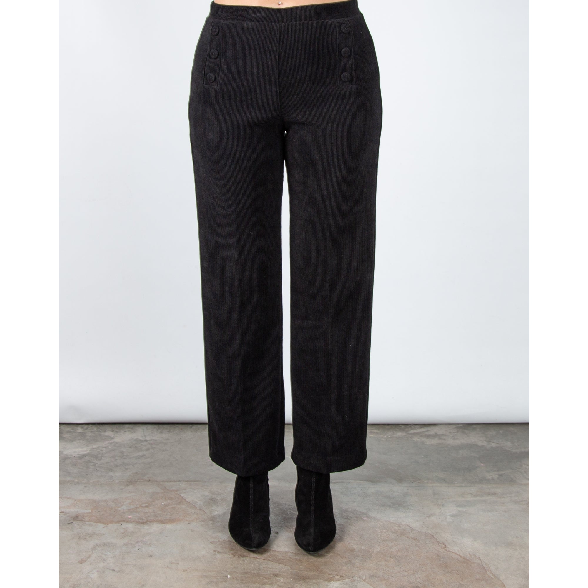 Tinta Style Yoselin Corduroy Trouser With Button Detail Black