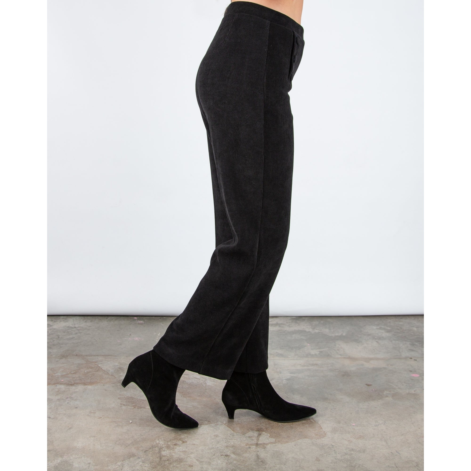 Tinta Style Yoselin Corduroy Trouser With Button Detail Black