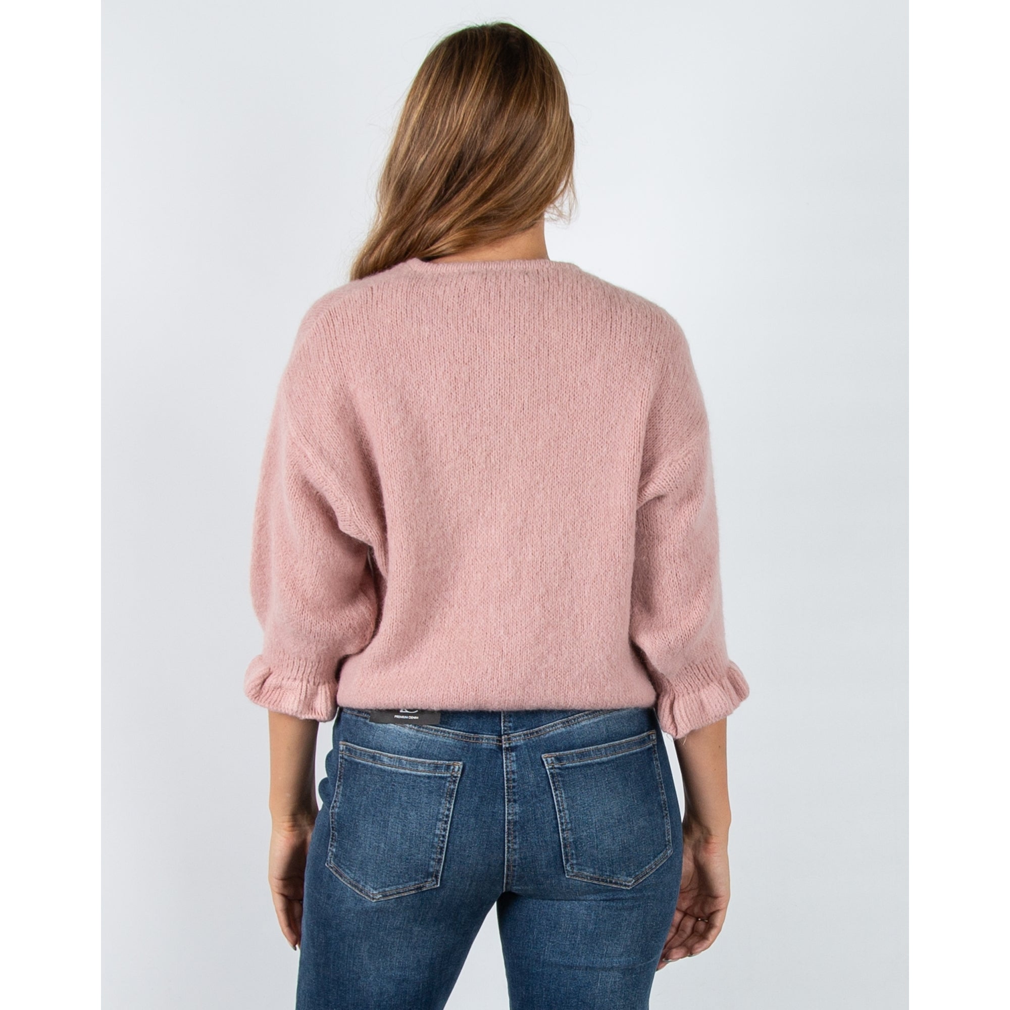 Marta Soft Knit Button Cardigan With Frill Cuff Old Rose