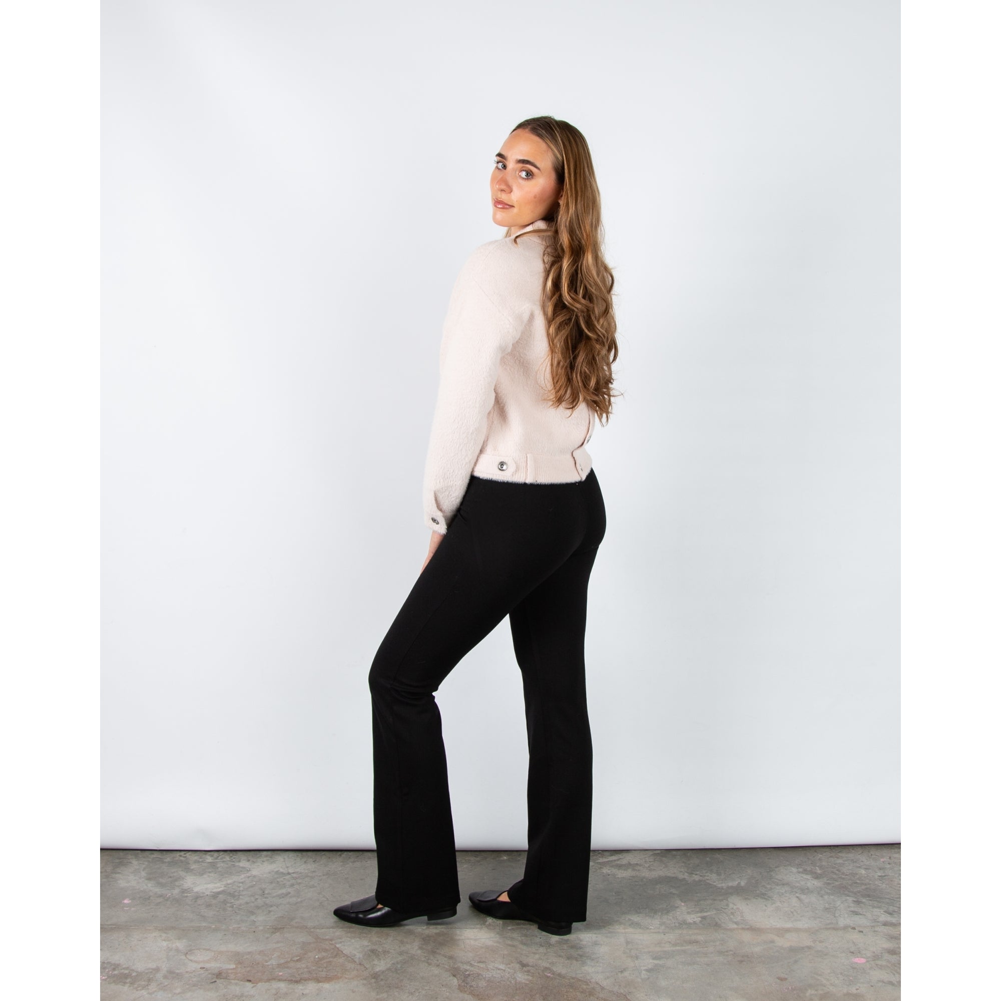 Rino & Pelle Bubbly Button Detail Fluffy Jacket With Collar Pale Pink