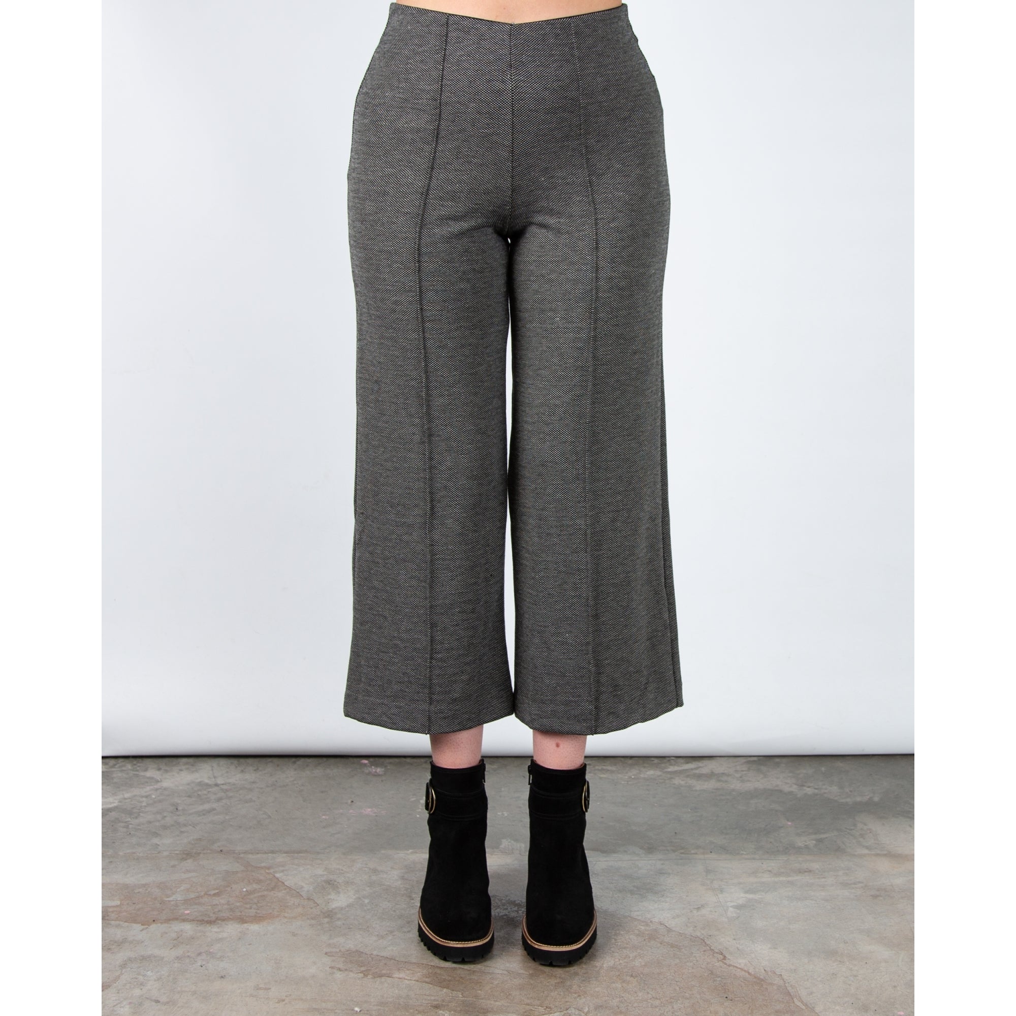 Part Two Ilisan Mottled Print Pull On Cropped Trouser Grey