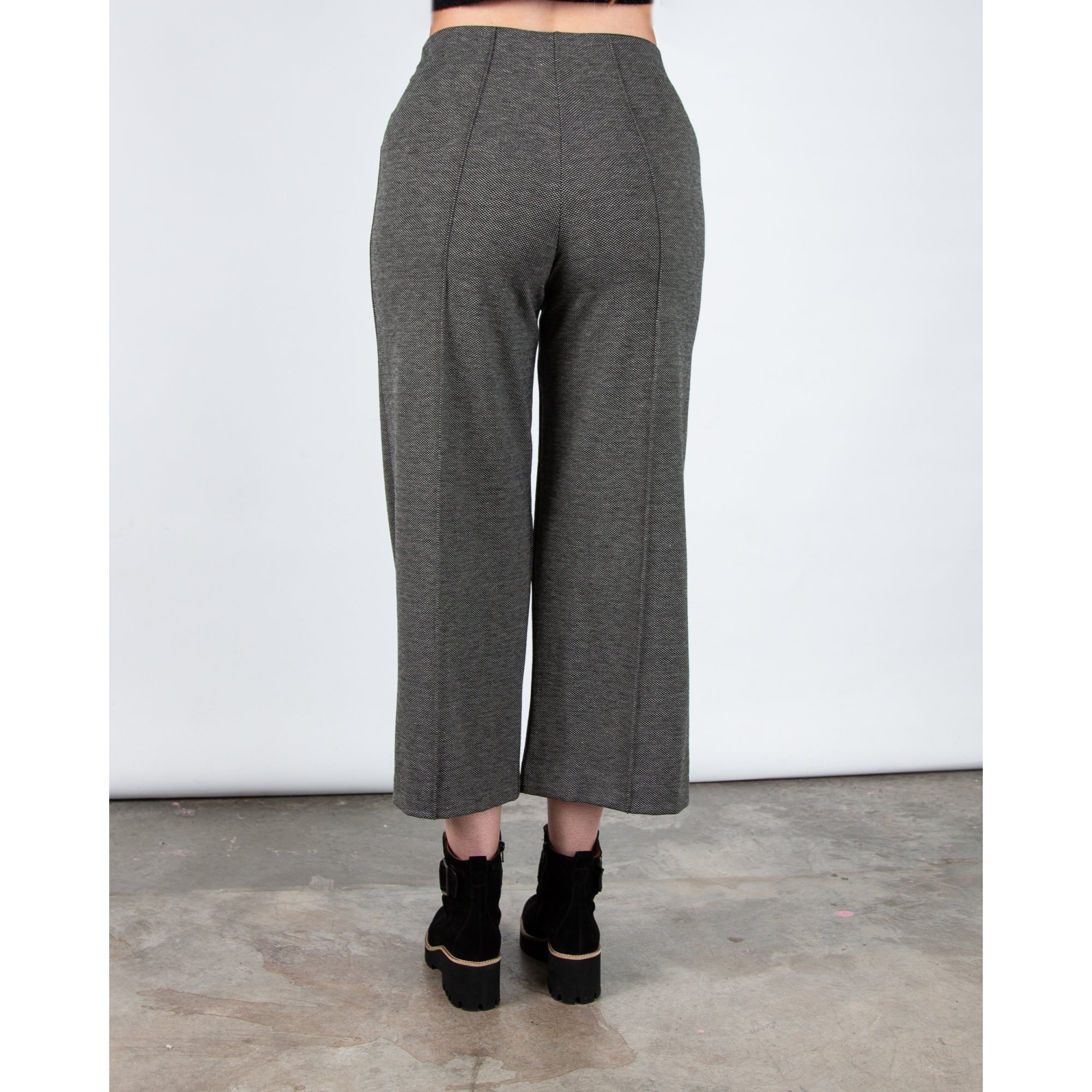 Part Two Ilisan Mottled Print Pull On Cropped Trouser Grey