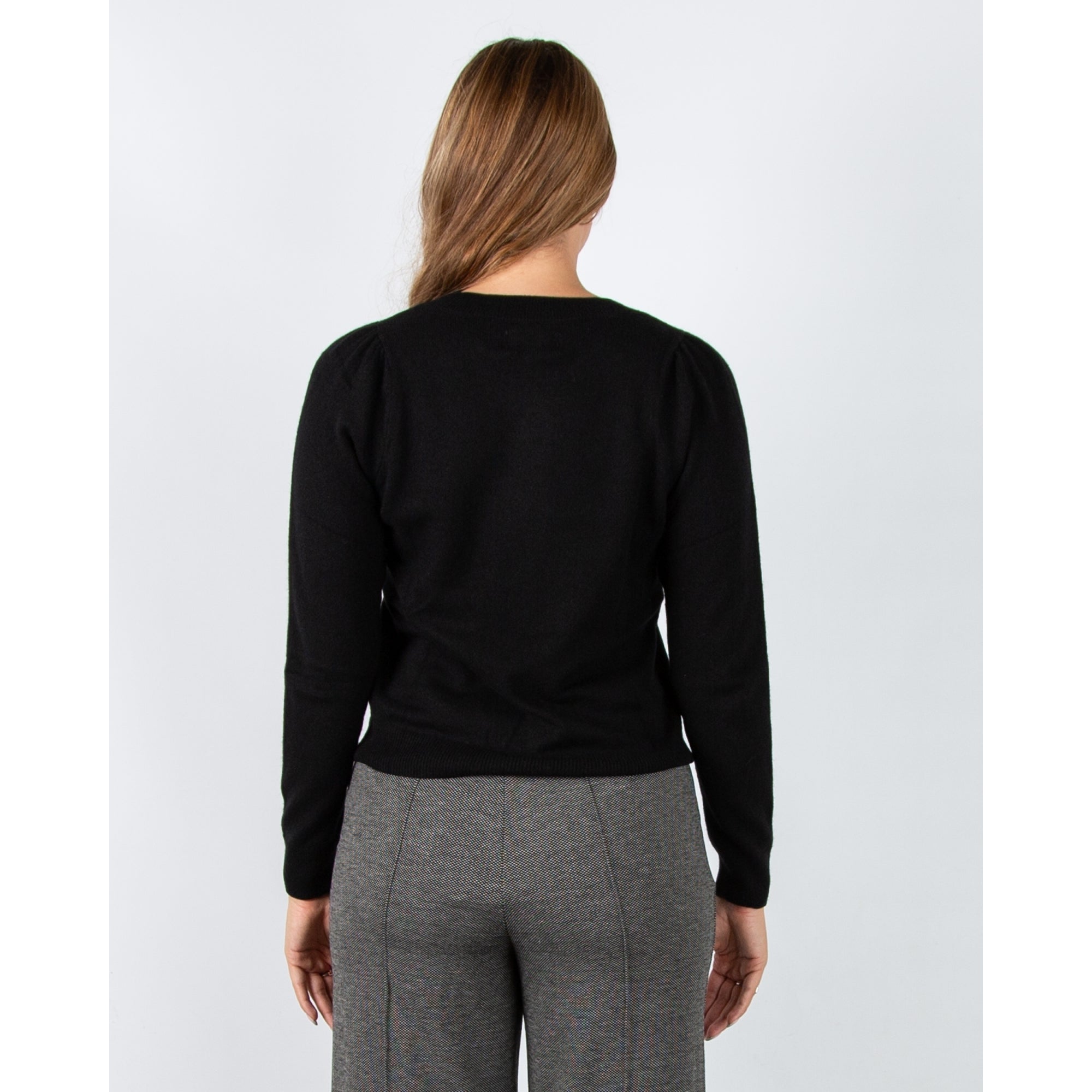 Part Two Evina Round Neck Cashmere Jumper With Rib Trim Black