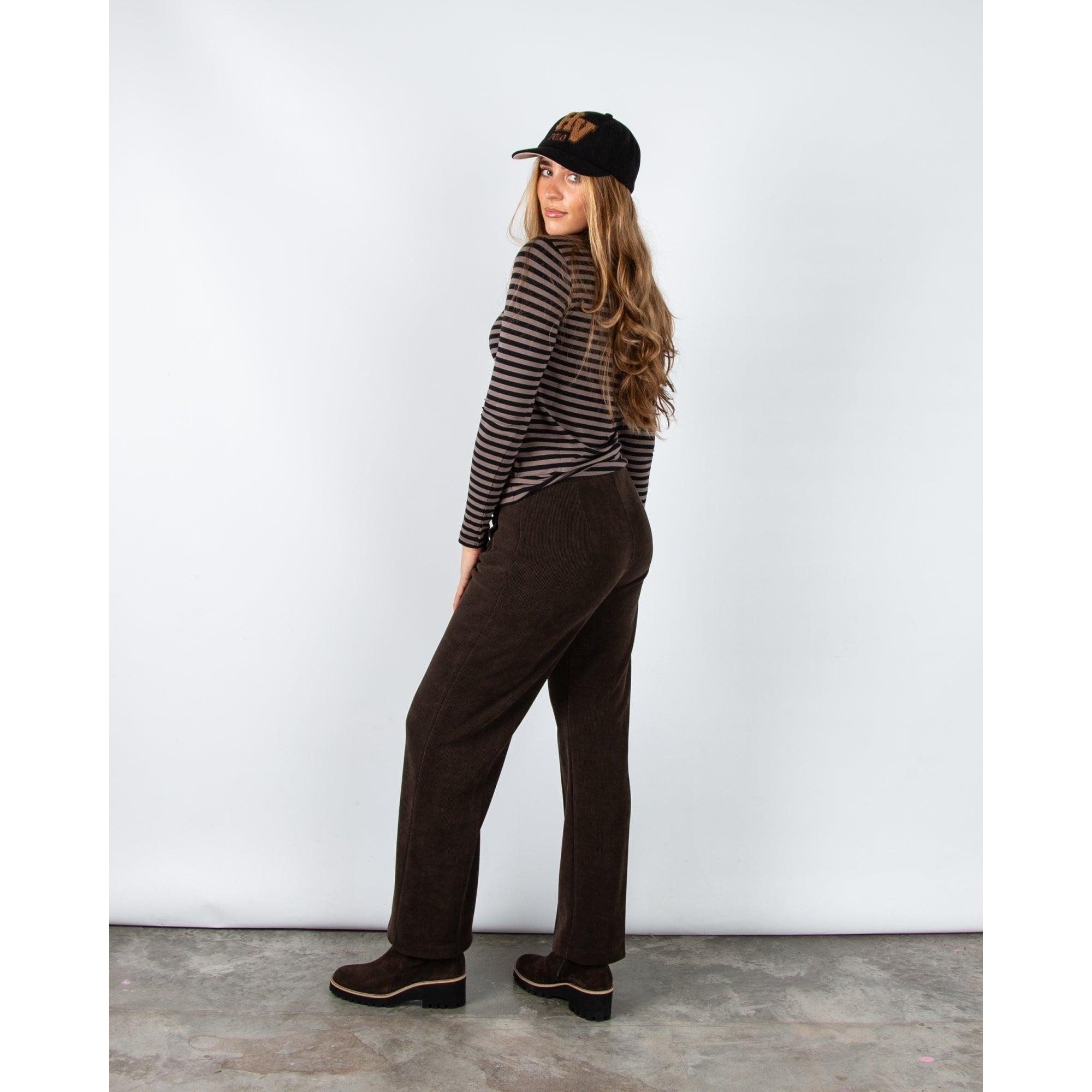 Part Two Efinas Stripe Roll Neck Jersey Long Sleeve Top Falcon/black