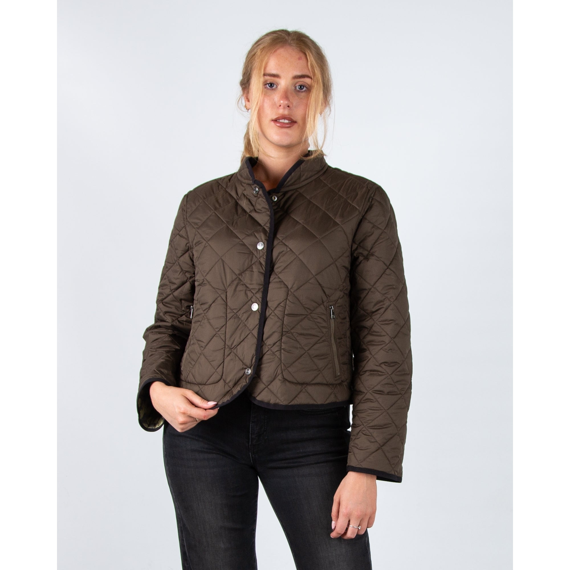 Marc Cain Leo Hike Rethink Together Leopard Print Reversible Jacket Olive