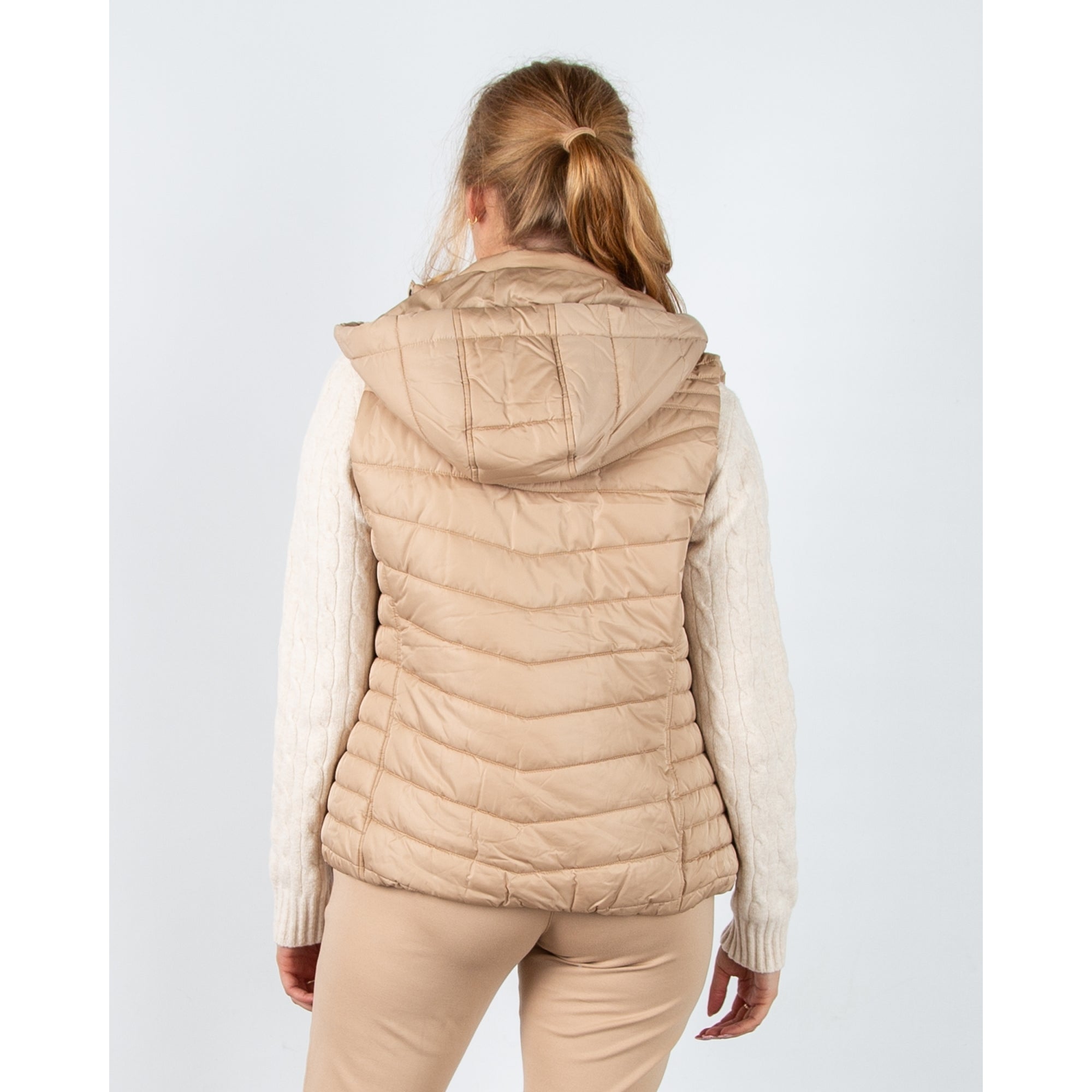 Hv Society Bona Quilted Gilet With Detachable Hood Champagne