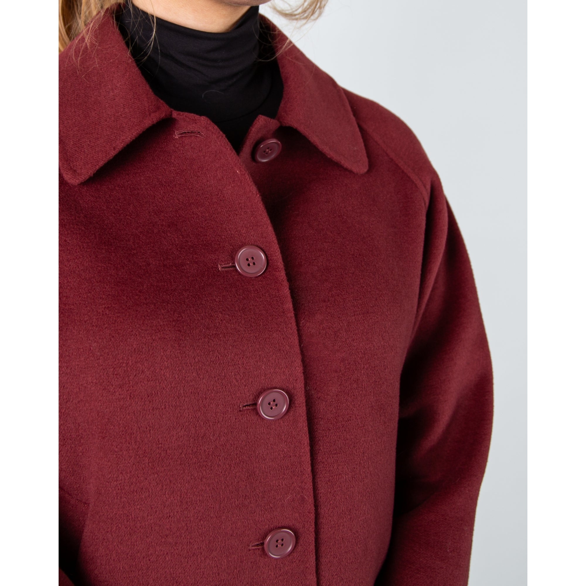 Marella Emme Clip Double Face Boxy Jacket With Collar Burgundy