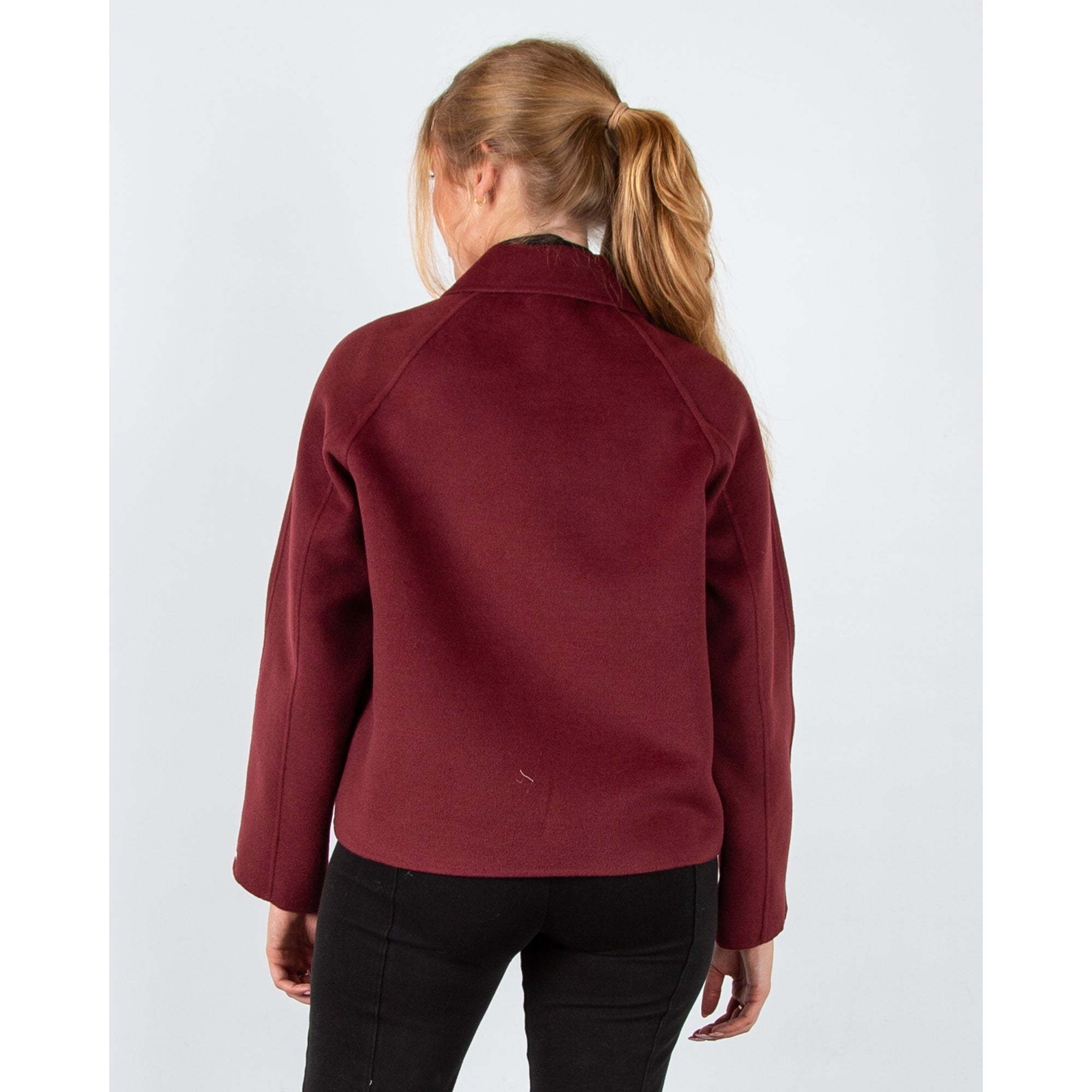Marella Emme Clip Double Face Boxy Jacket With Collar Burgundy