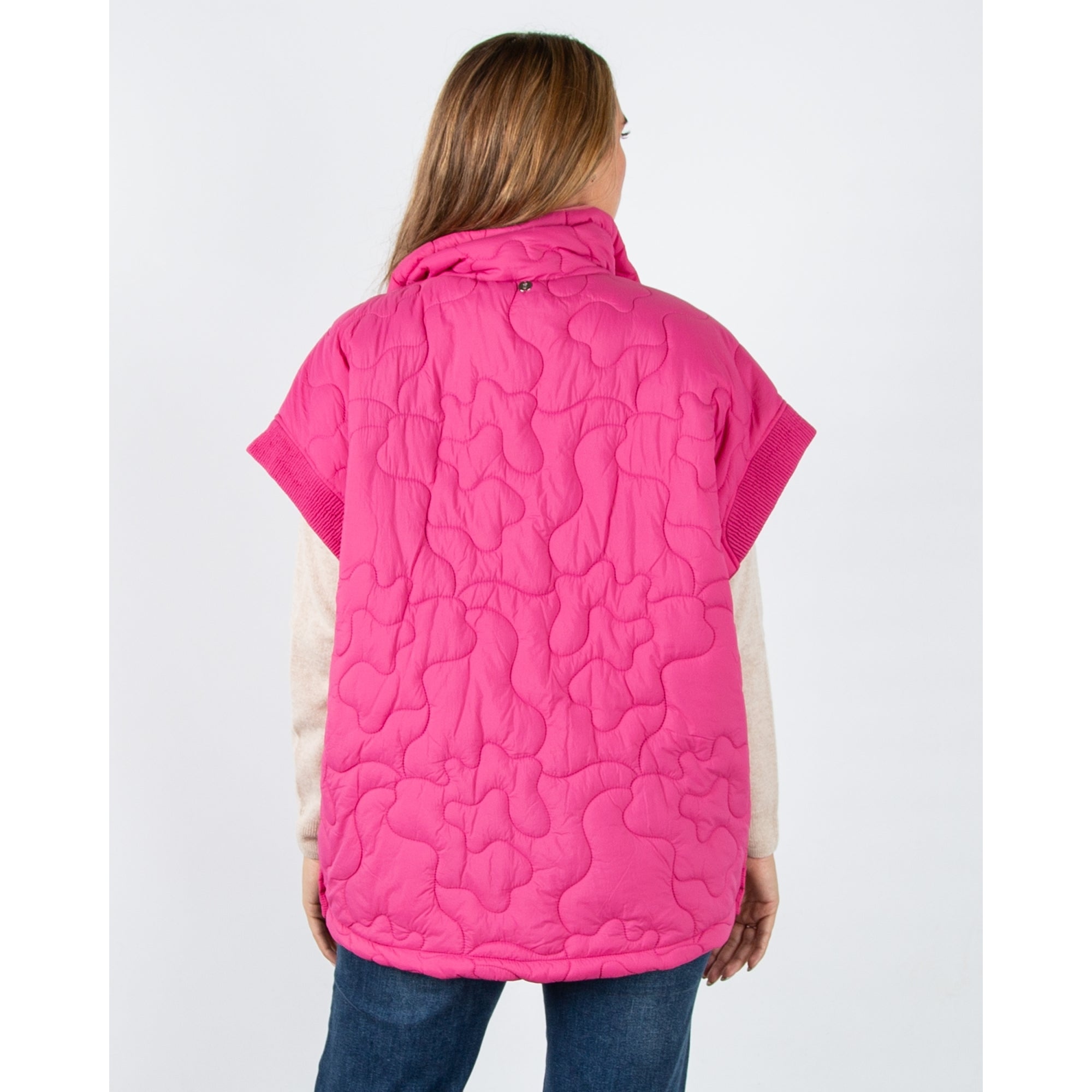 Rino & Pelle Caitlyn Oversized Swirl Quilted Gilet Deep Pink