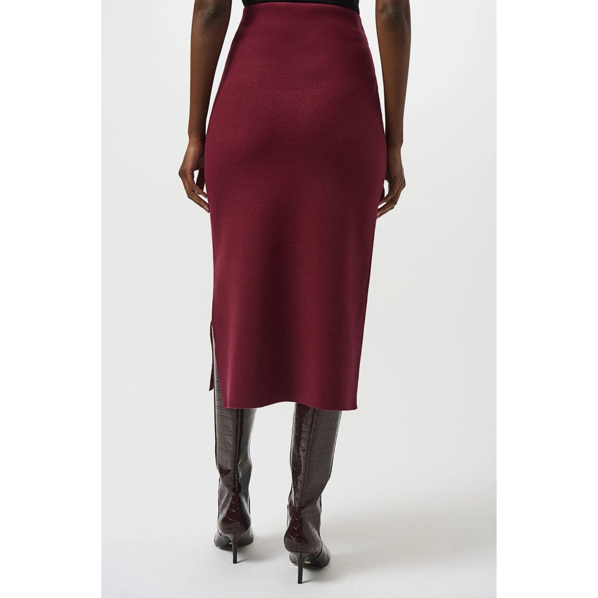 Joseph Ribkoff Fitted Knit Skirt With Side Zip Merlot