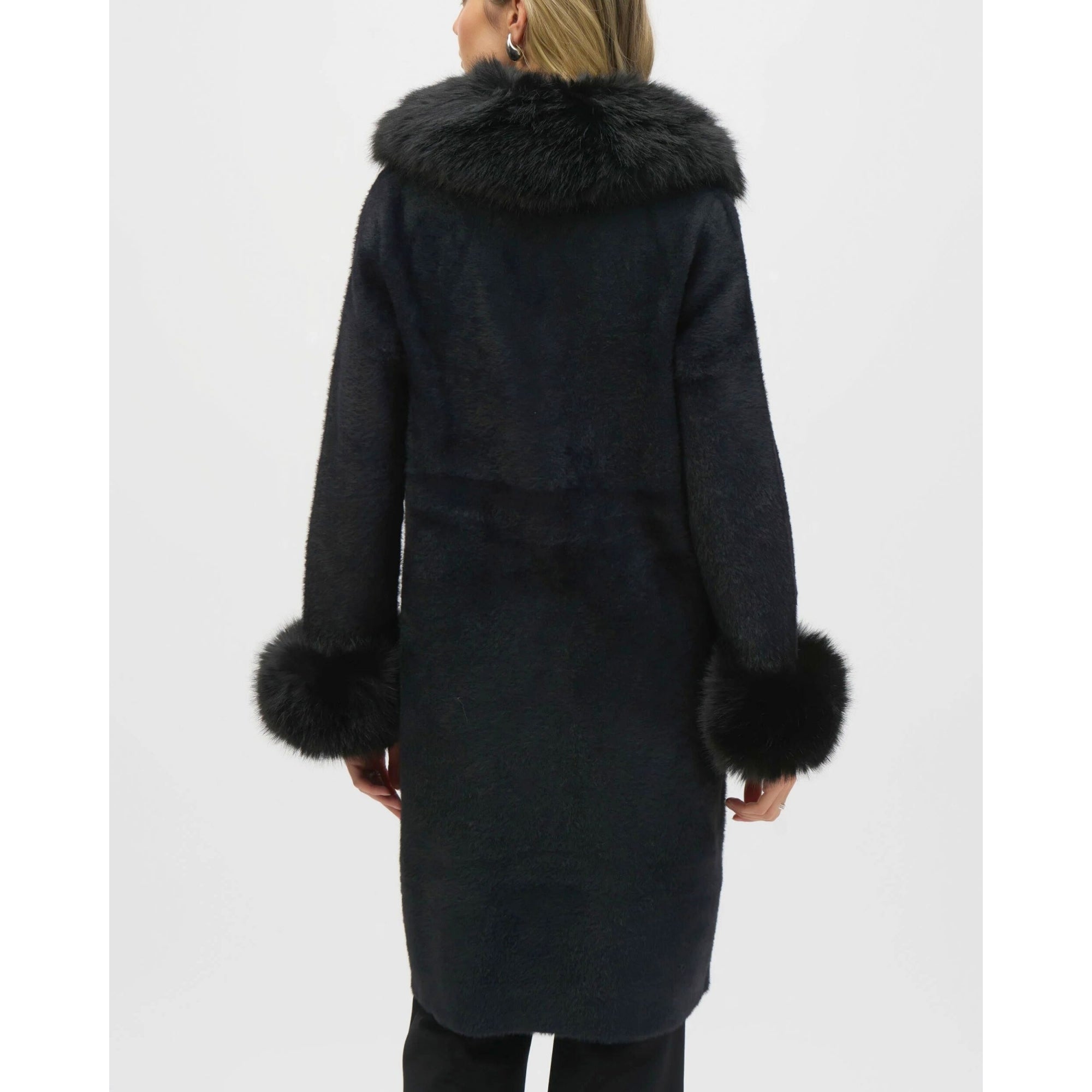 Joseph Ribkoff Coatigan With Faux Fur Collar And Cuff Black 11
