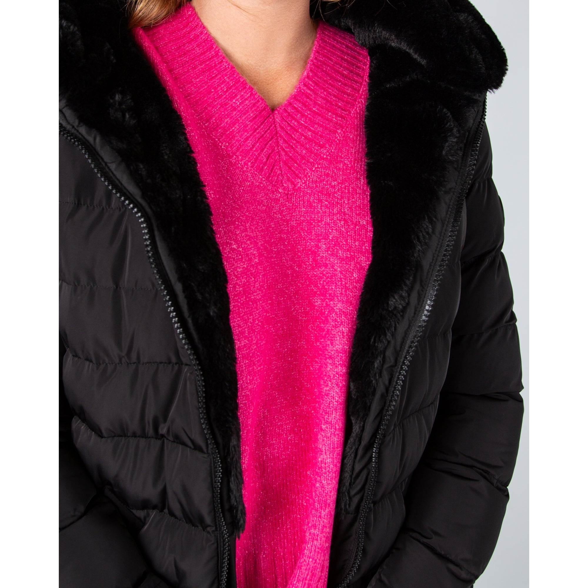 Rino & Pelle KeilaFur Long Puffa Coat With Faux Fur Lining Black