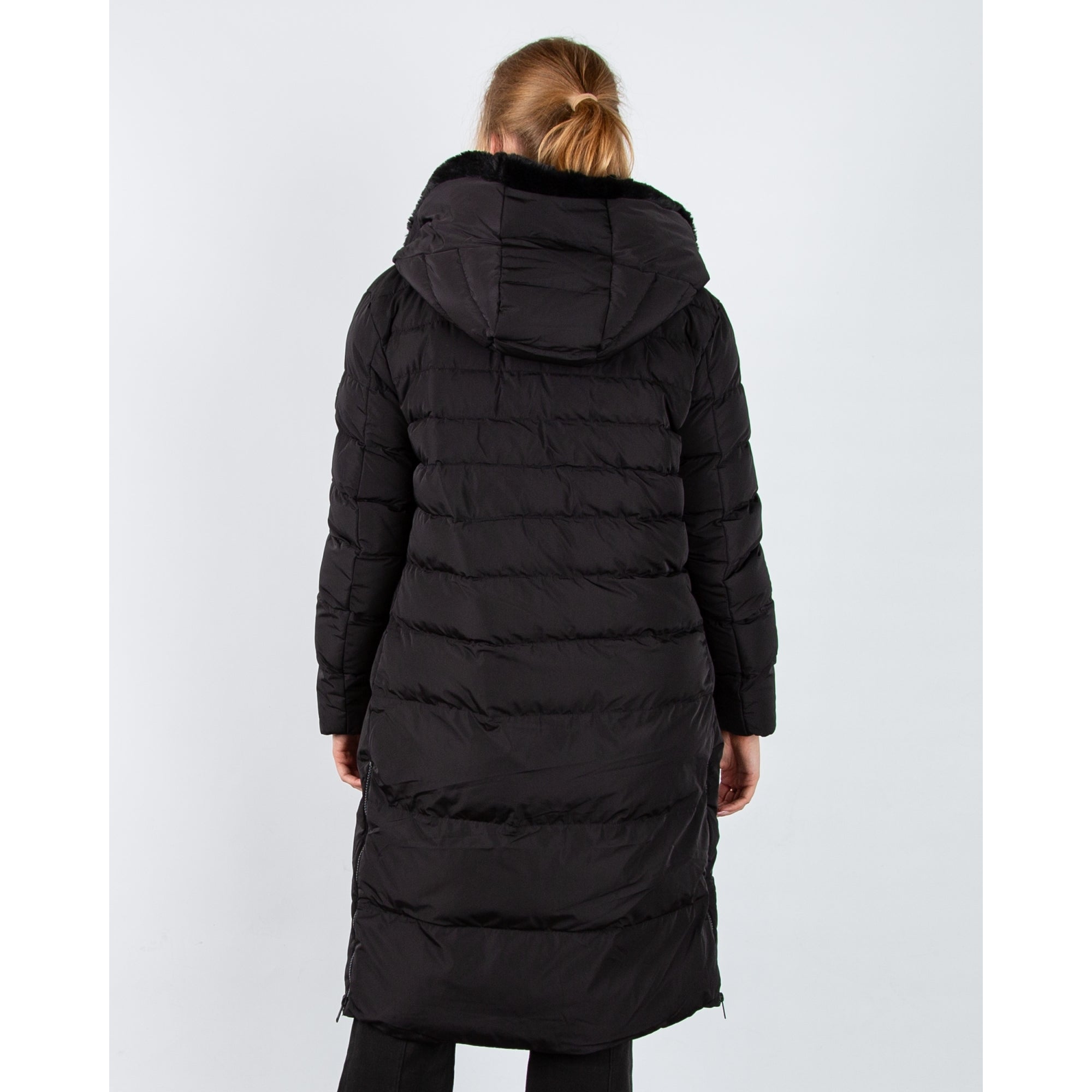 Rino & Pelle KeilaFur Long Puffa Coat With Faux Fur Lining Black