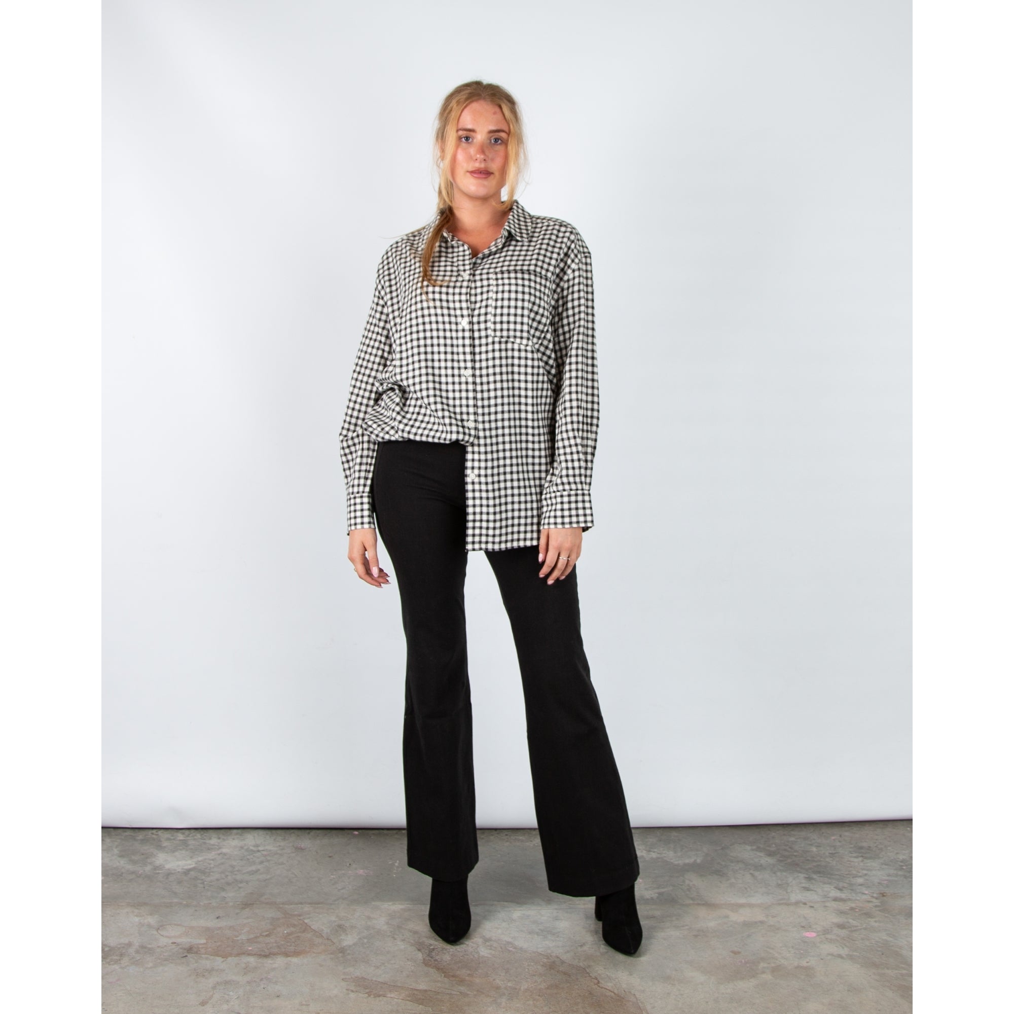 Part Two Samea Oversized Gingham Shirt Dark Navy/ecru