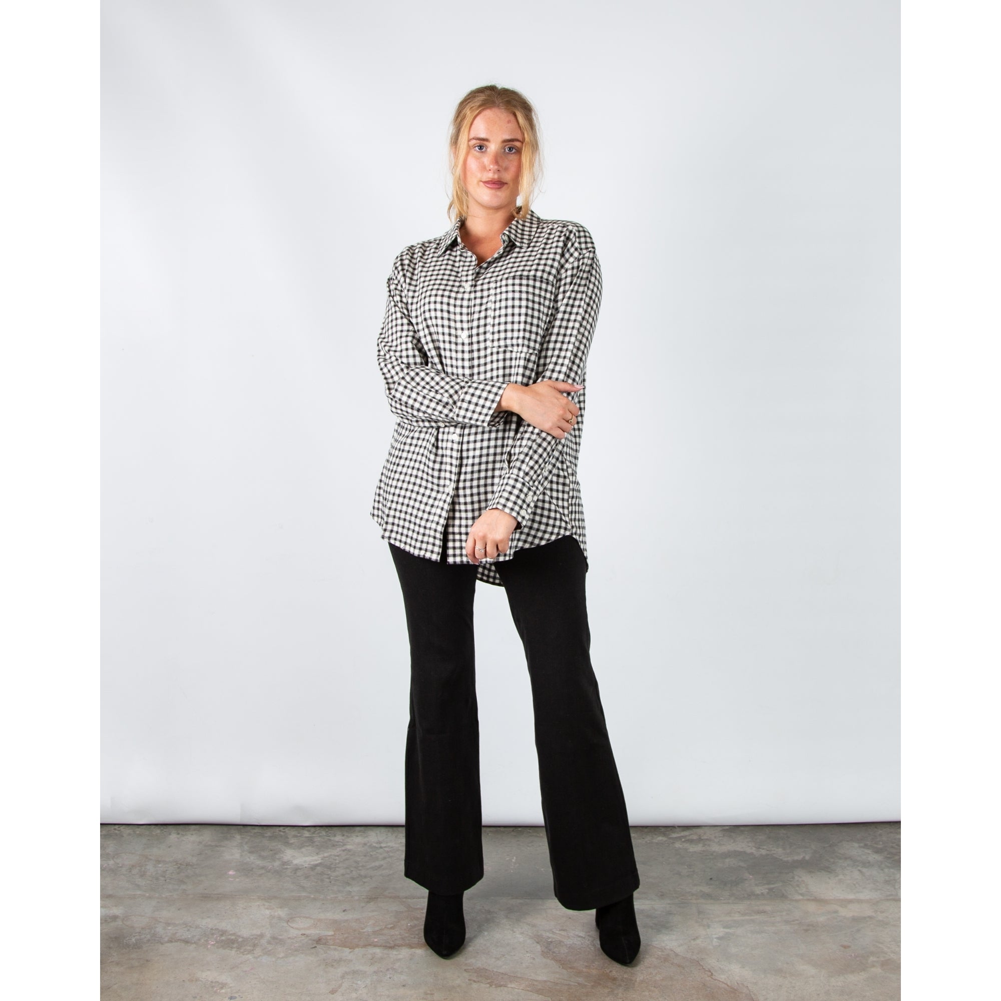 Part Two Samea Oversized Gingham Shirt Dark Navy/ecru